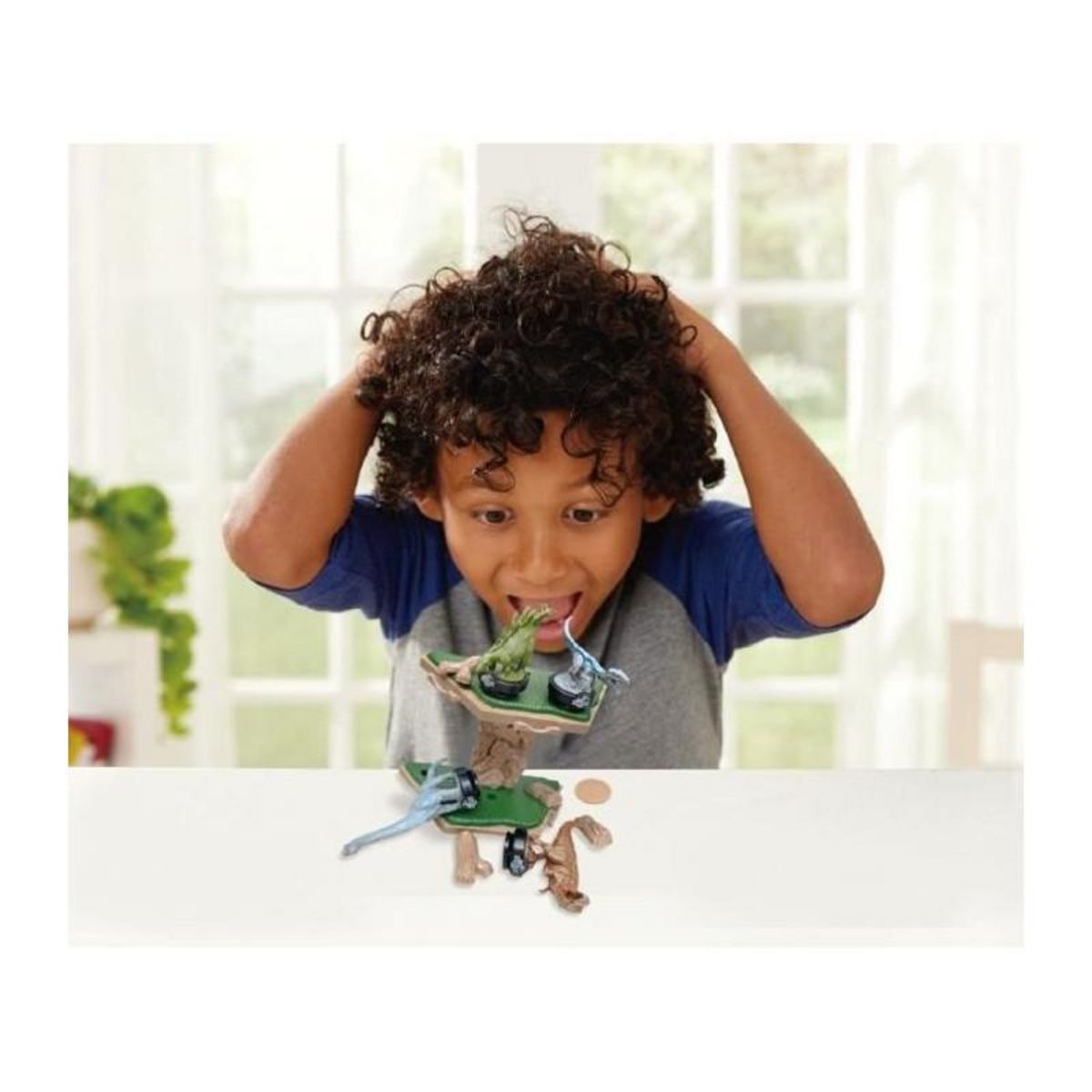 EPOCH Jeu d'Équilibre - EPOCH GAMES - Jurassic World Island Quake - Dinosaures sur Plateforme, Dernier en Place Gagne !