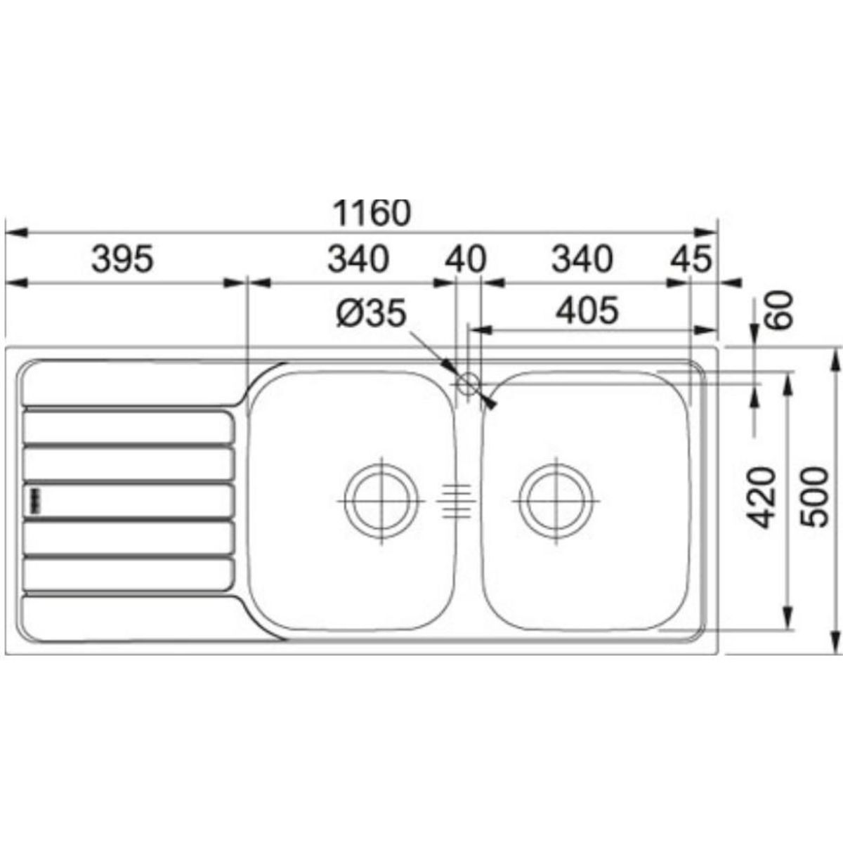 franke Evier à encastrer 80cm automatique inox avec siphon - skx621