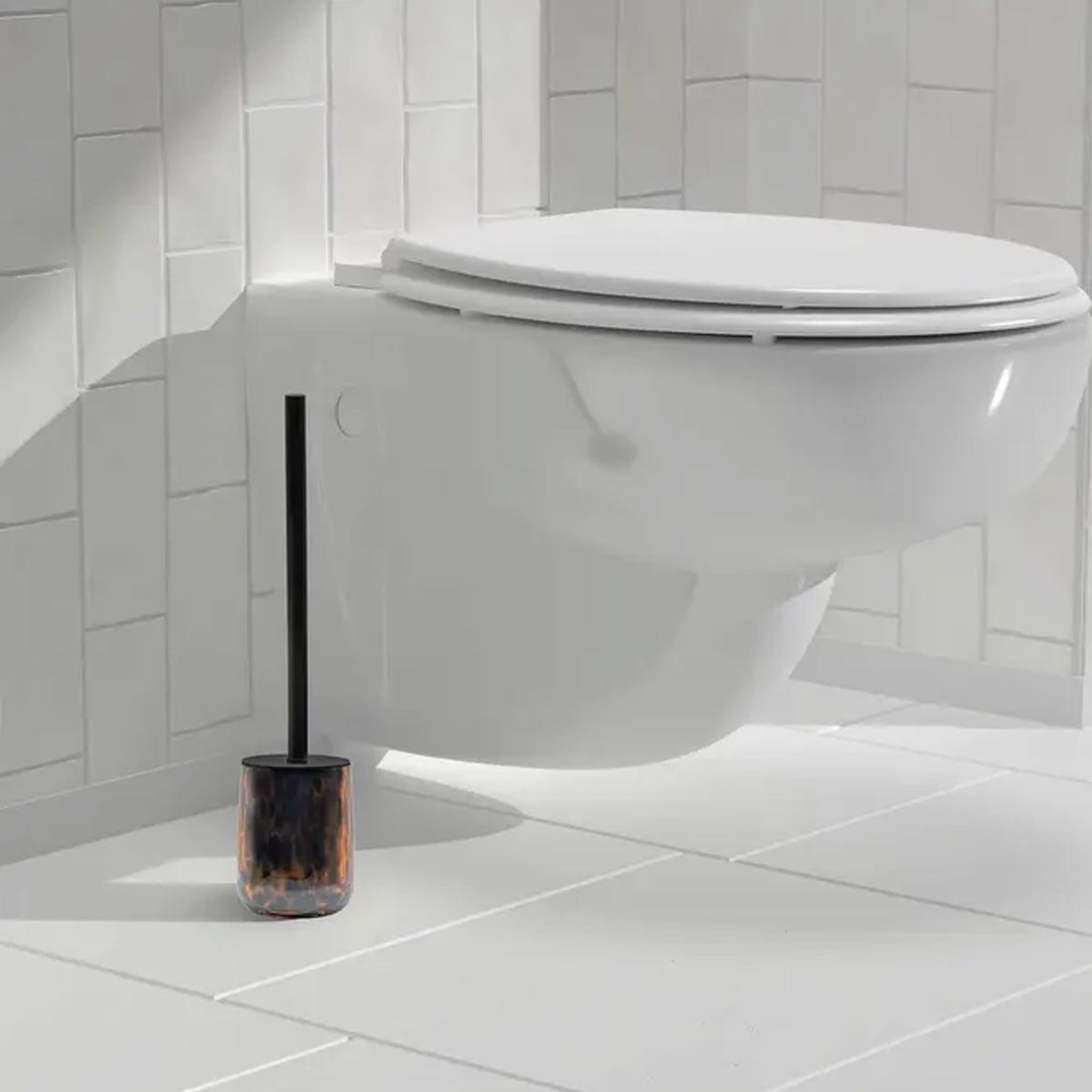 Voir la diapositive 4 : FIVE Brosse wc en verre  dotty  39cm marron