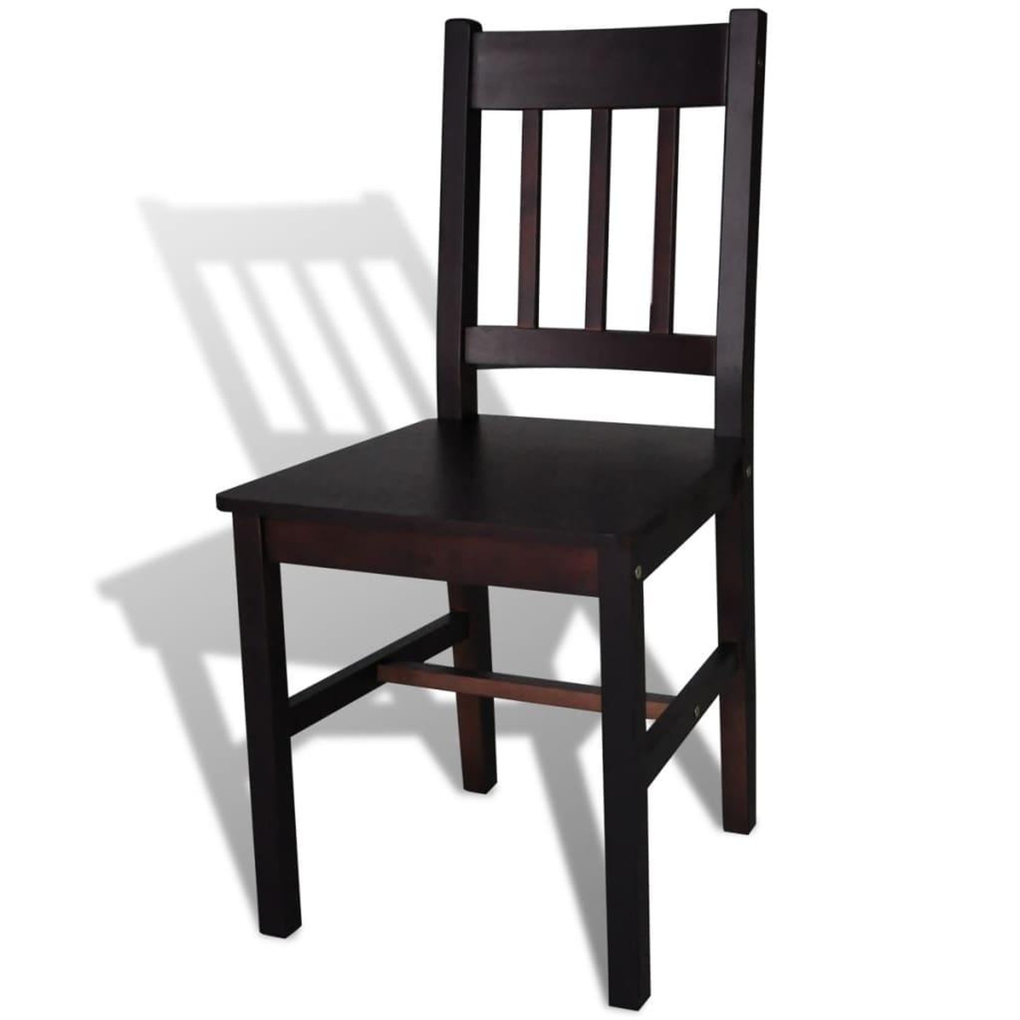 Voir la diapositive 4 : VIDAXL Chaises a manger lot de 4 marron fonce pinede