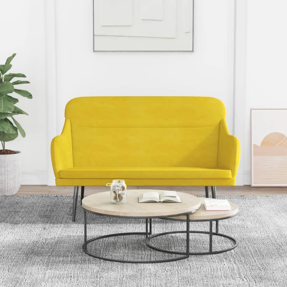 VIDAXL Banc Jaune 110x76x80 cm Velours