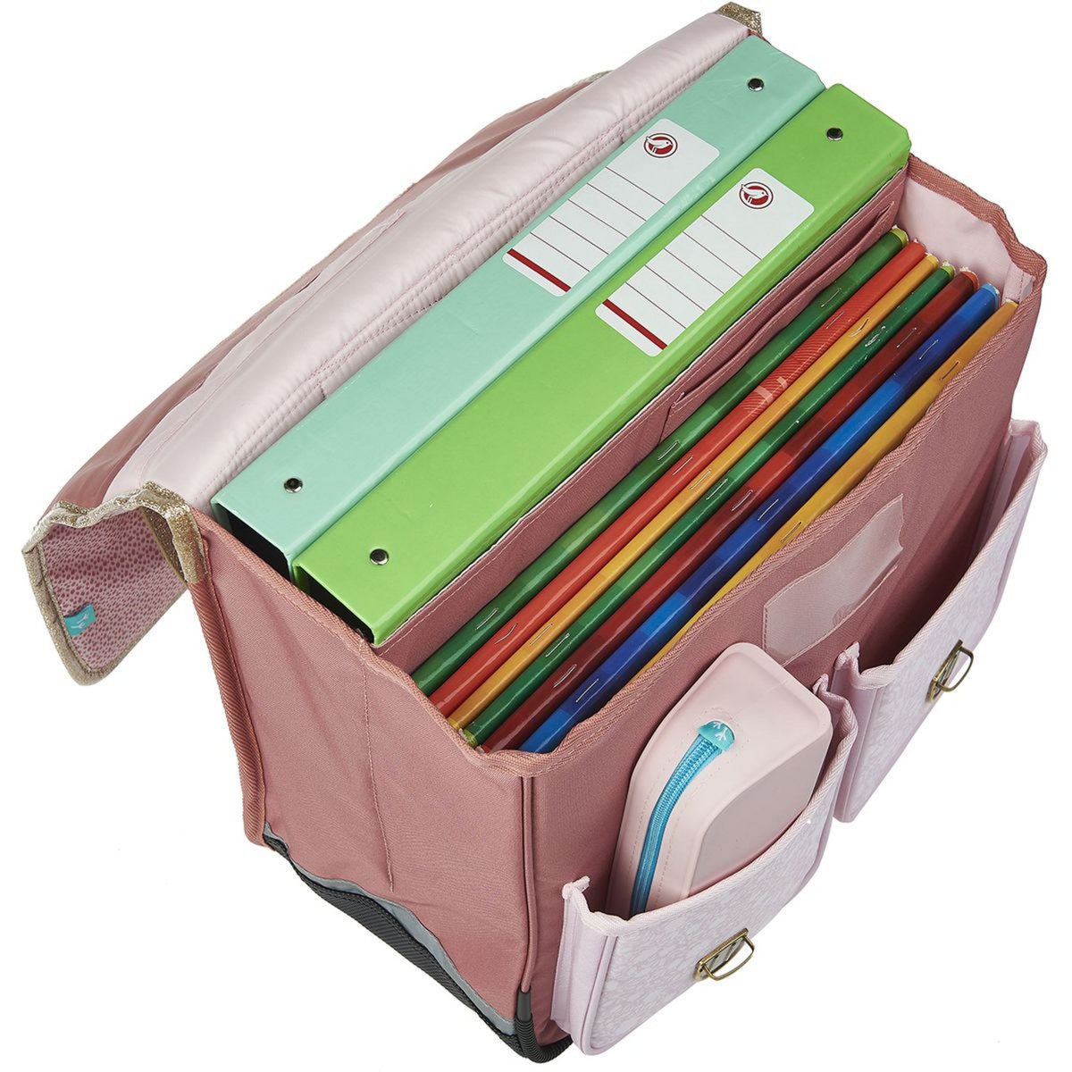 AUCHAN Cartable 38 cm CP/CE1/CE2 rose et doré Be Wild