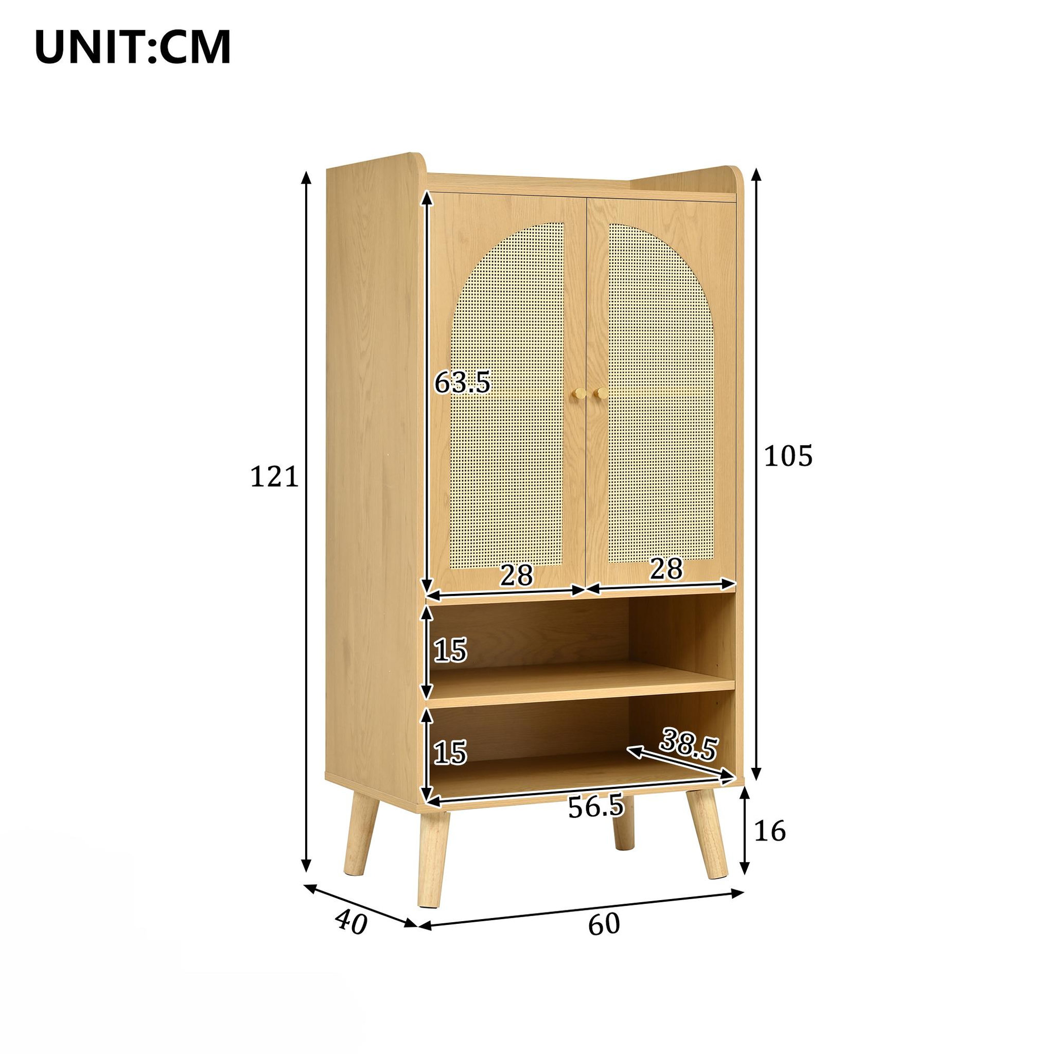 Voir la diapositive 3 : MERAX Buffet 2 porte(s) 0 tiroir(s) - 60 cm naturel panneau de particules