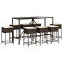 Voir la diapositive 2 : VIDAXL Ensemble de bar de jardin 9 pcs avec coussins marron poly rotin