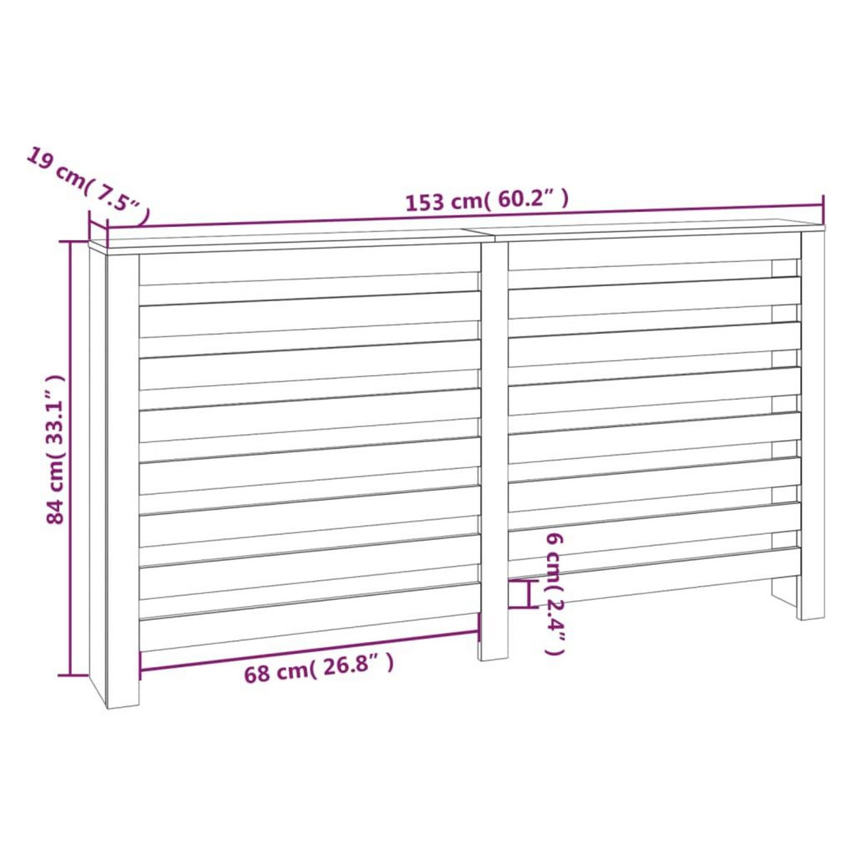 VIDAXL Cache-radiateur Blanc 153x19x84 cm Bois massif de pin