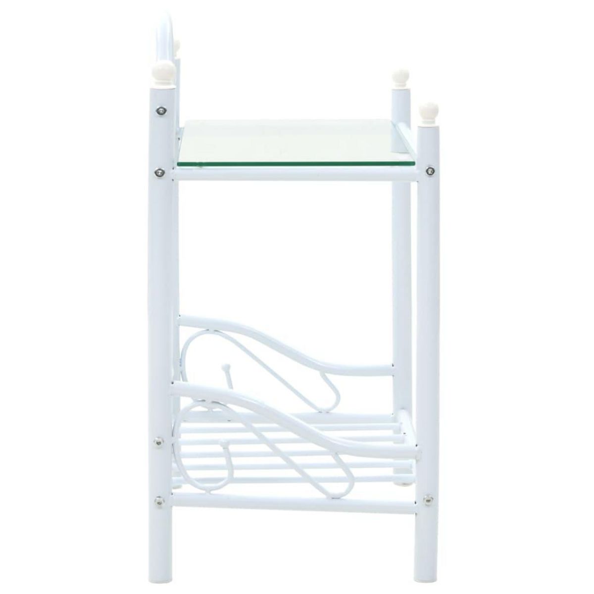 VIDAXL Tables de chevet 2 pcs Acier et verre trempe 45x30,5x60cm Blanc