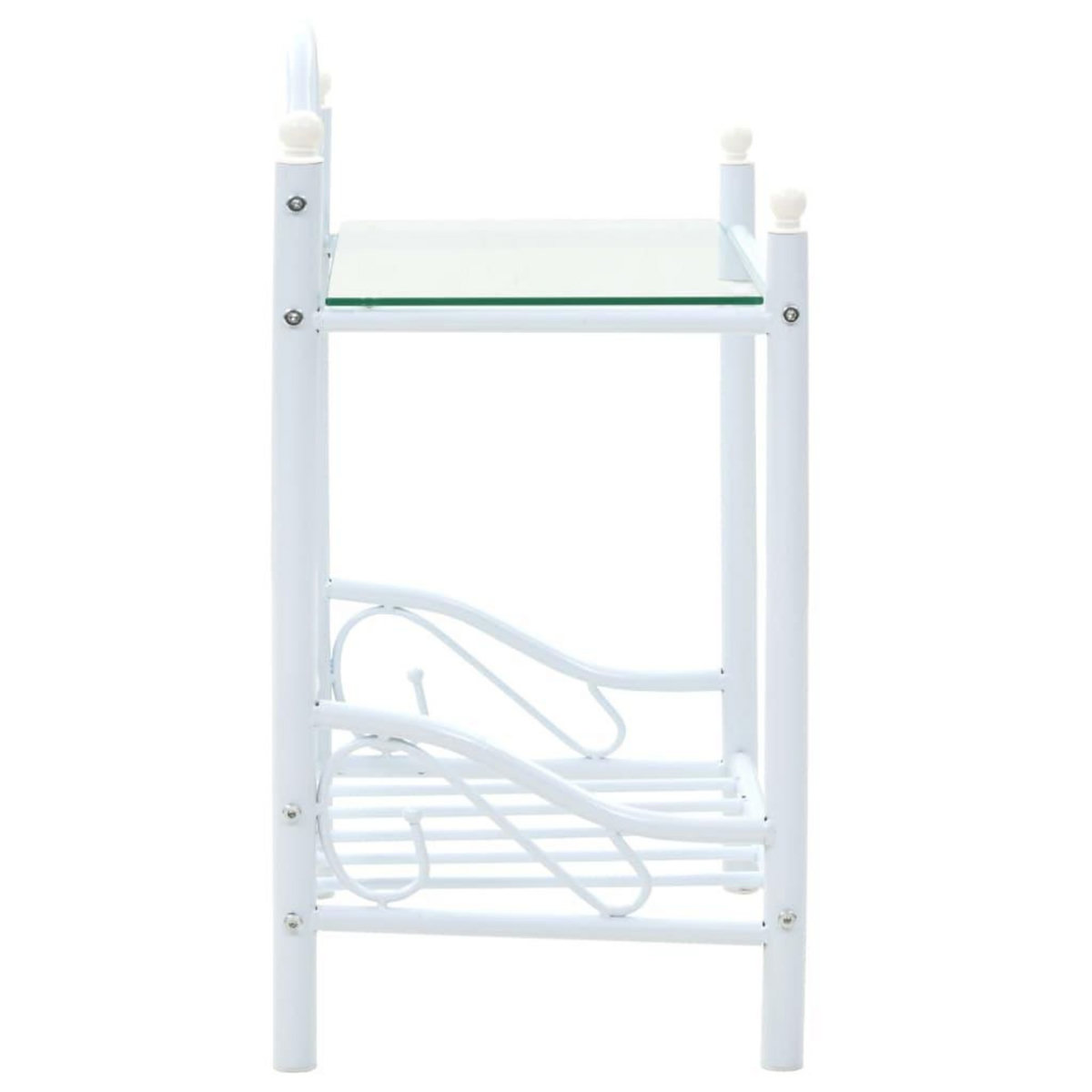 VIDAXL Tables de chevet 2 pcs Acier et verre trempe 45x30,5x60cm Blanc