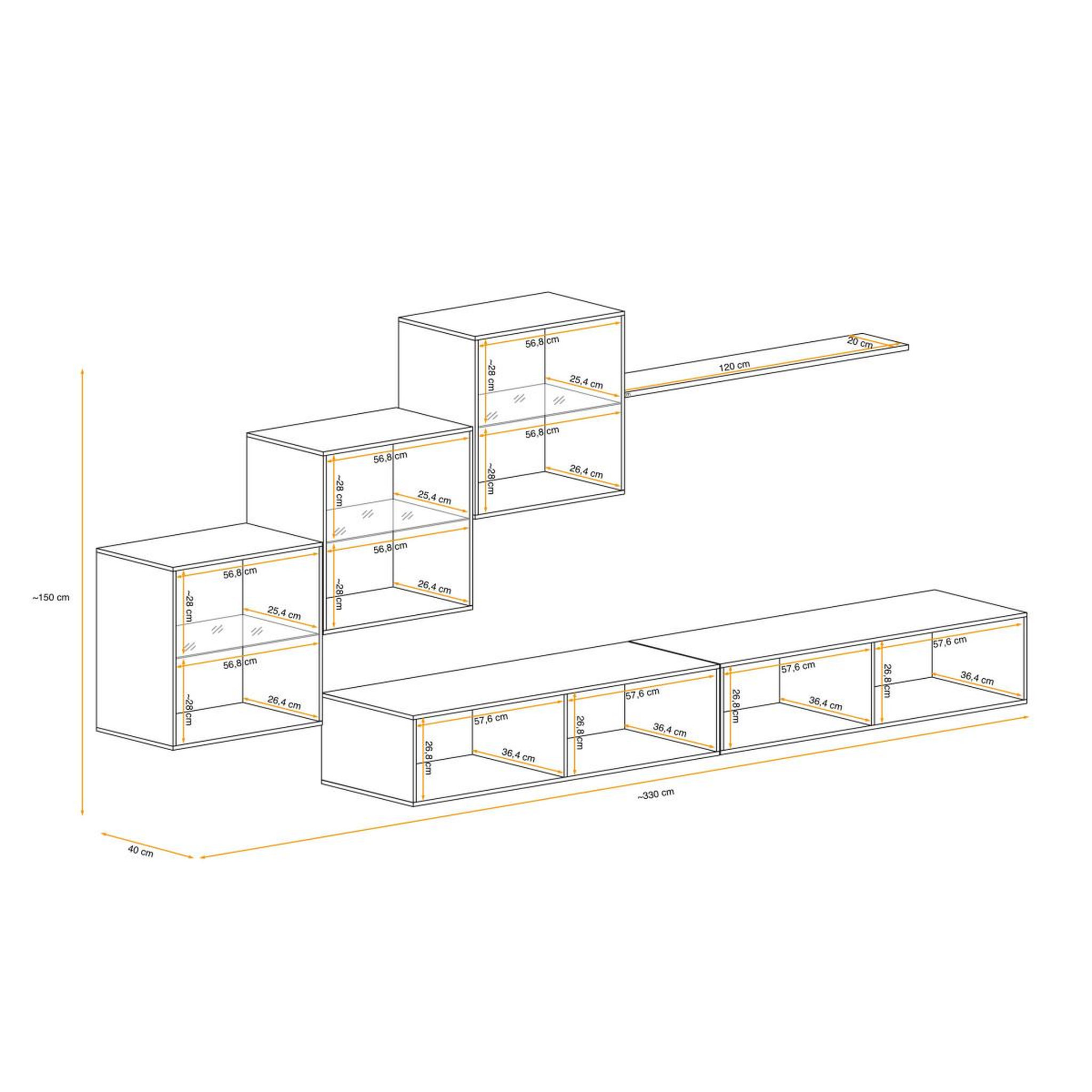Voir la diapositive 4 : Paris Prix Meuble tv mural design  switch xx  330cm blanc & naturel