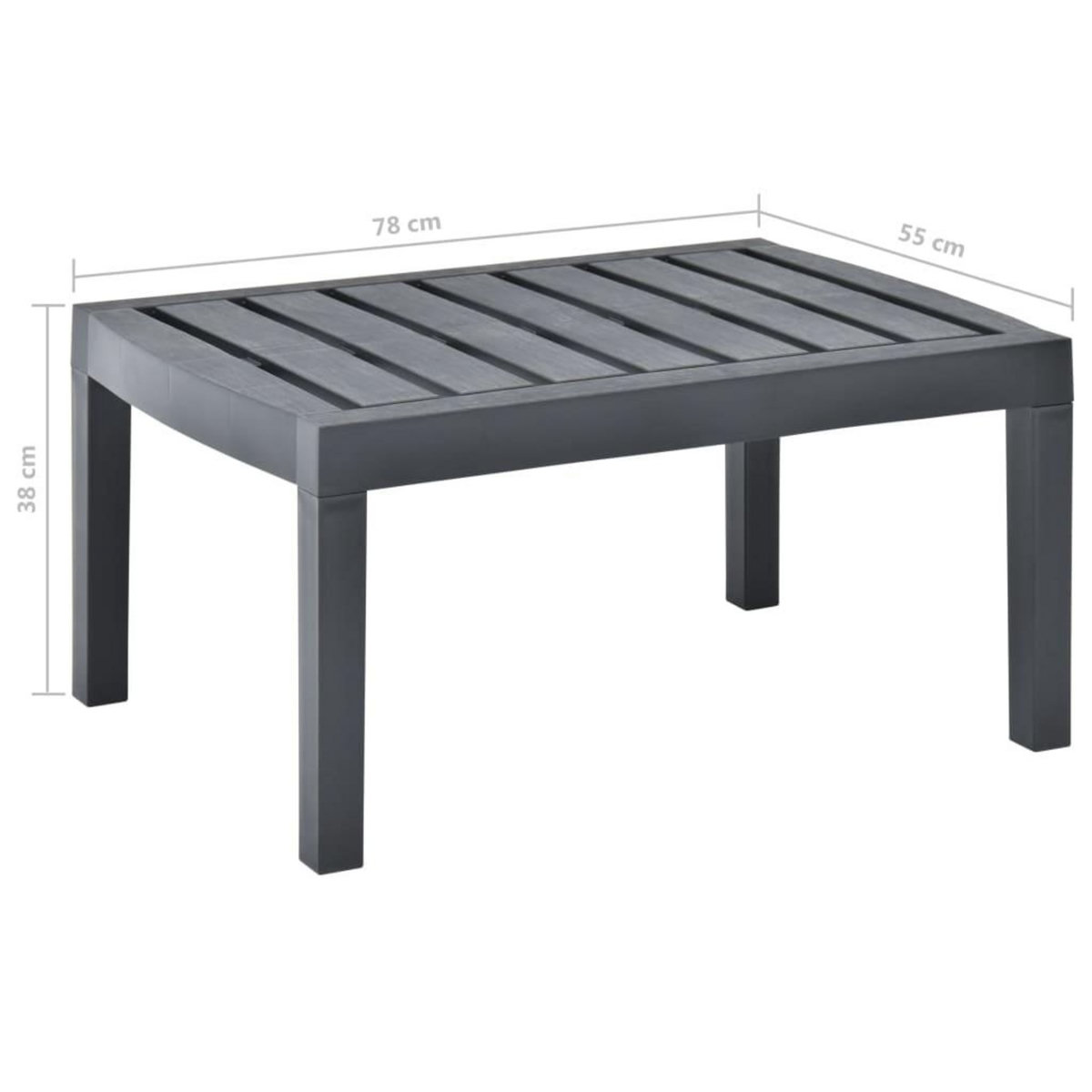 VIDAXL Table de jardin Anthracite 78x55x38 cm Plastique