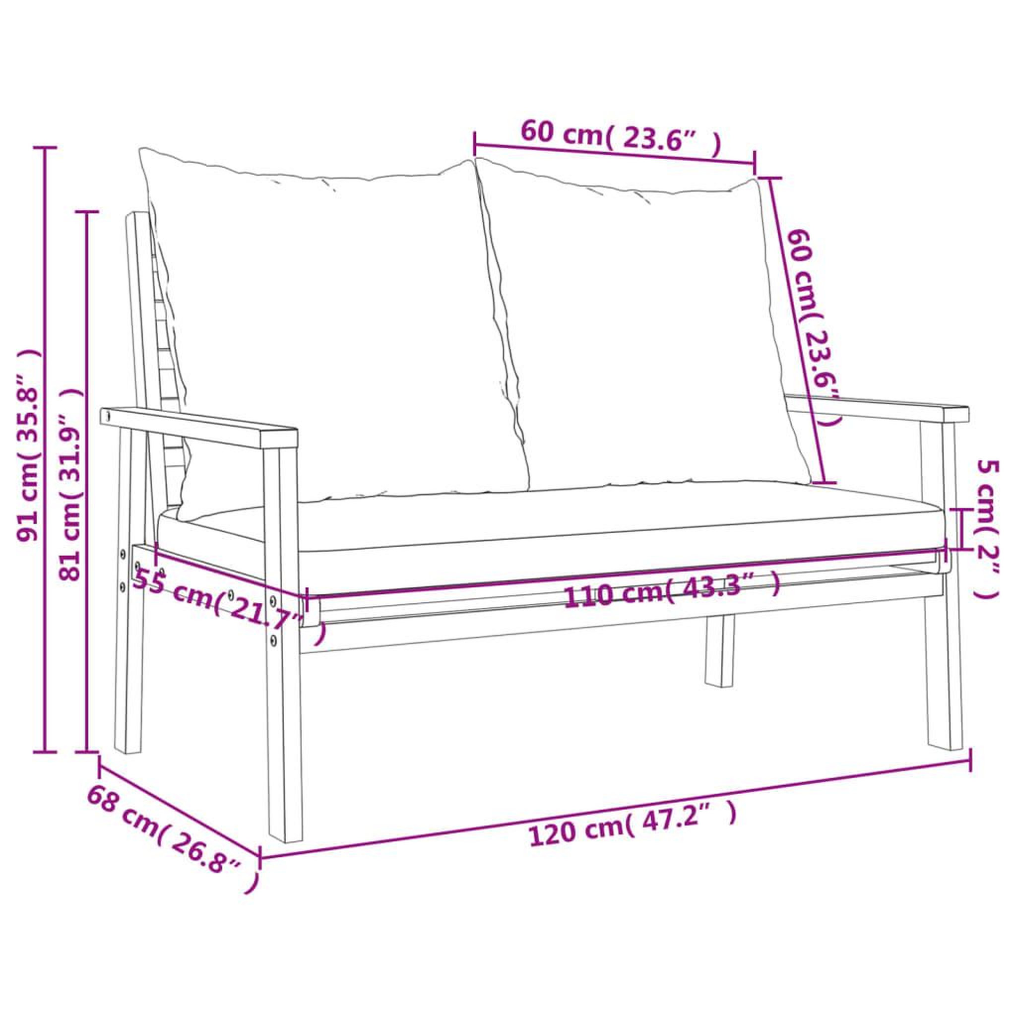 Voir la diapositive 6 : VIDAXL Ensemble de jardin avec coussin bois massif acacia