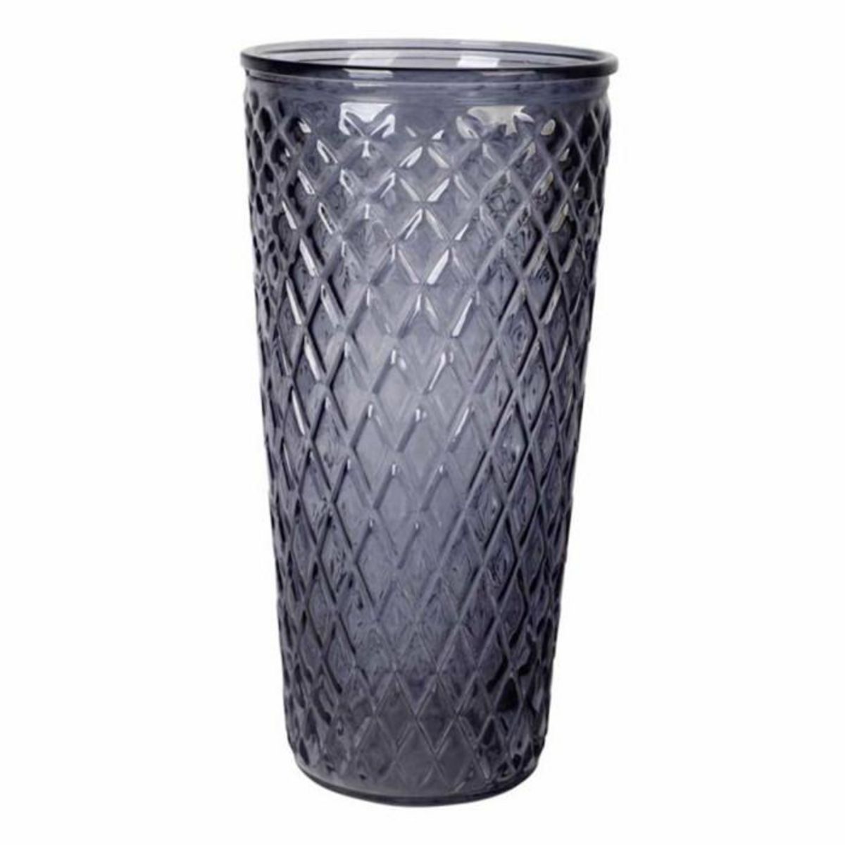Paris Prix Vase Déco en Verre  Relief Losange  23cm Gris Foncé