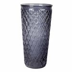 Paris Prix Vase Déco en Verre  Relief Losange  23cm Gris Foncé