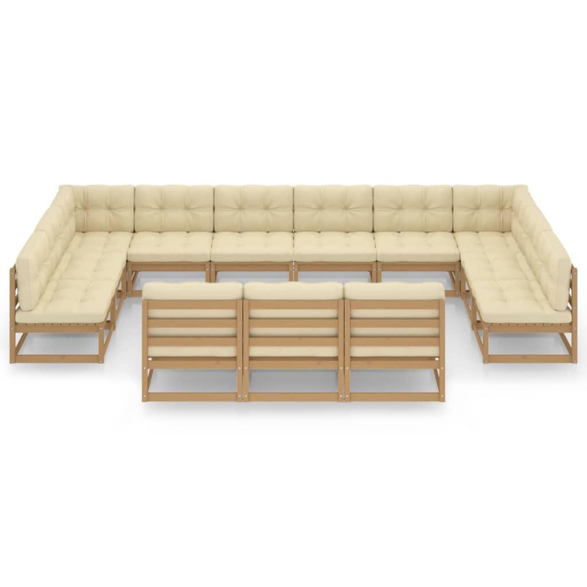 Voir la diapositive 3 : VIDAXL Salon de jardin 13 pcs avec coussins Marron miel Bois de pin