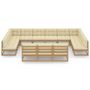 Voir la diapositive 3 : VIDAXL Salon de jardin 13 pcs avec coussins Marron miel Bois de pin