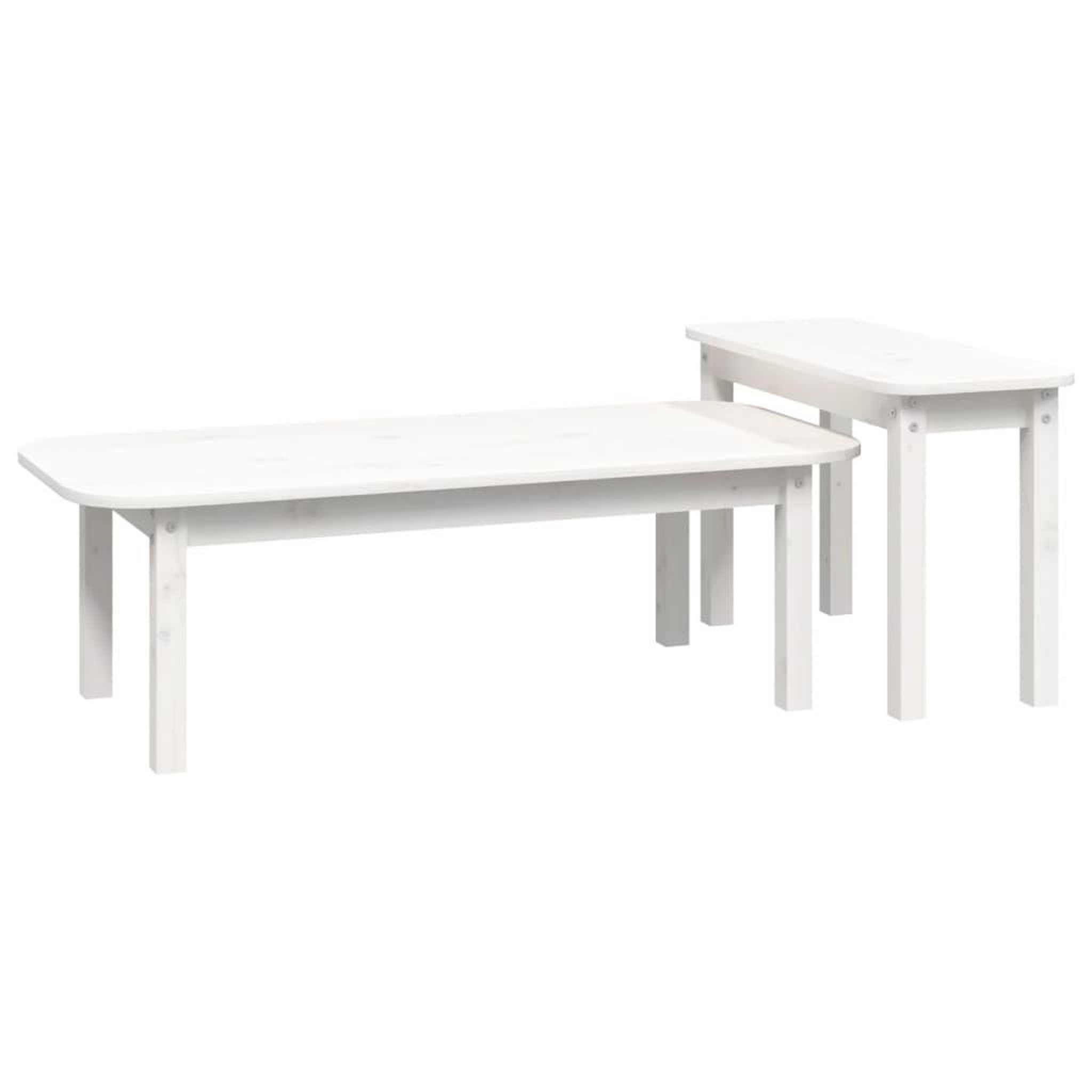 Voir la diapositive 5 : VIDAXL Ensemble de tables basses 2 pcs Blanc Bois massif de pin