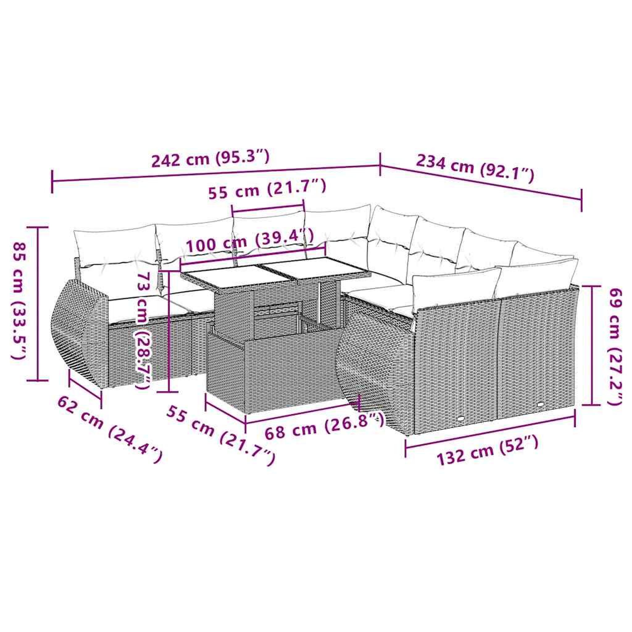 Voir la diapositive 6 : VIDAXL Salon de jardin 9 pcs avec coussins noir resine tressee
