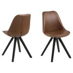 TOILINUX Lot de 2 Chaises de salle à manger Dona en tissu et bois d'Hévéa. Coloris disponibles : Marron, Gris
