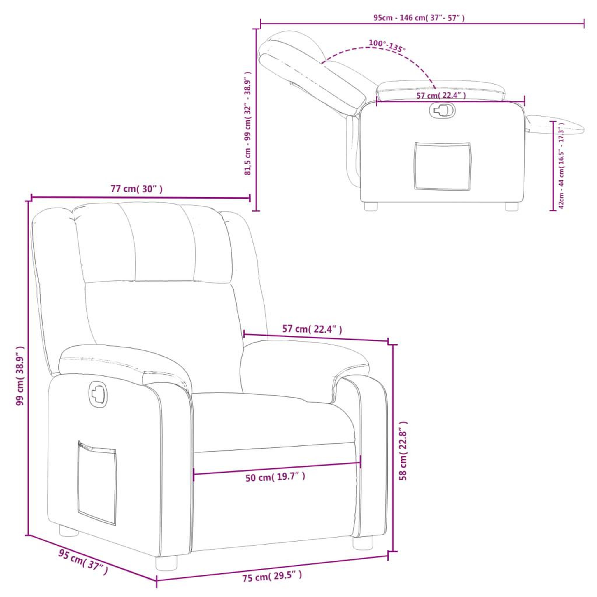 Voir la diapositive 6 : VIDAXL Fauteuil inclinable Creme Tissu