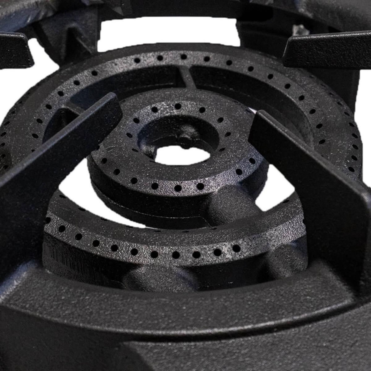 Proweltek Rechaud à gaz en Fonte véritable 9,8 KW 4 pieds 2 bruleurs + Tuyau gaz à vis 1.50m + Détendeur Propane TRIGLAV