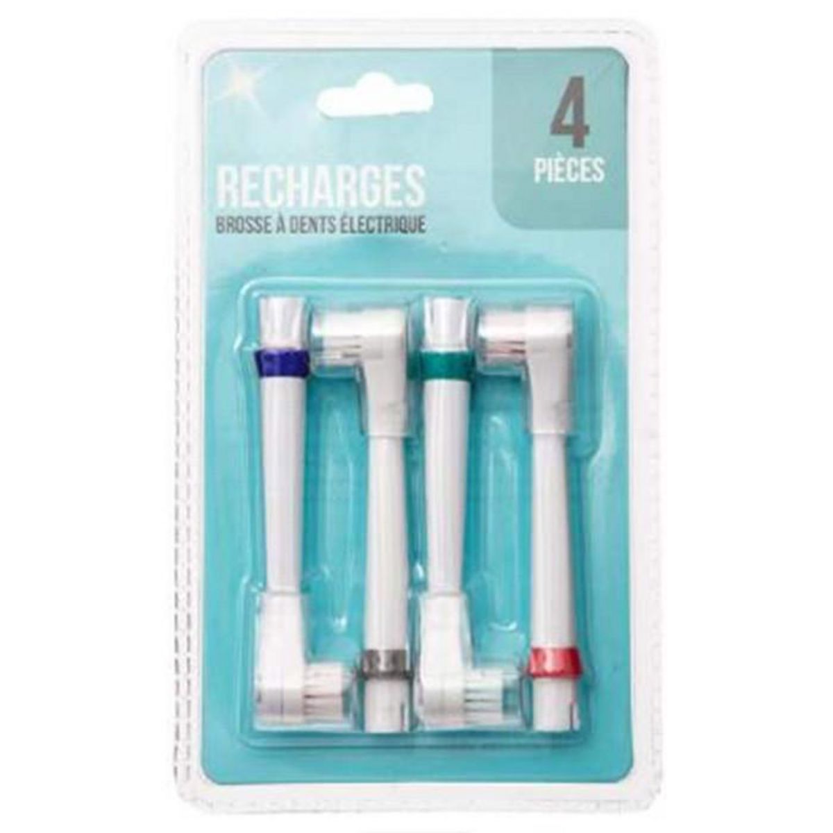 Paris Prix Lot de 4 Têtes Brosse à Dents  Électrique  9cm Blanc