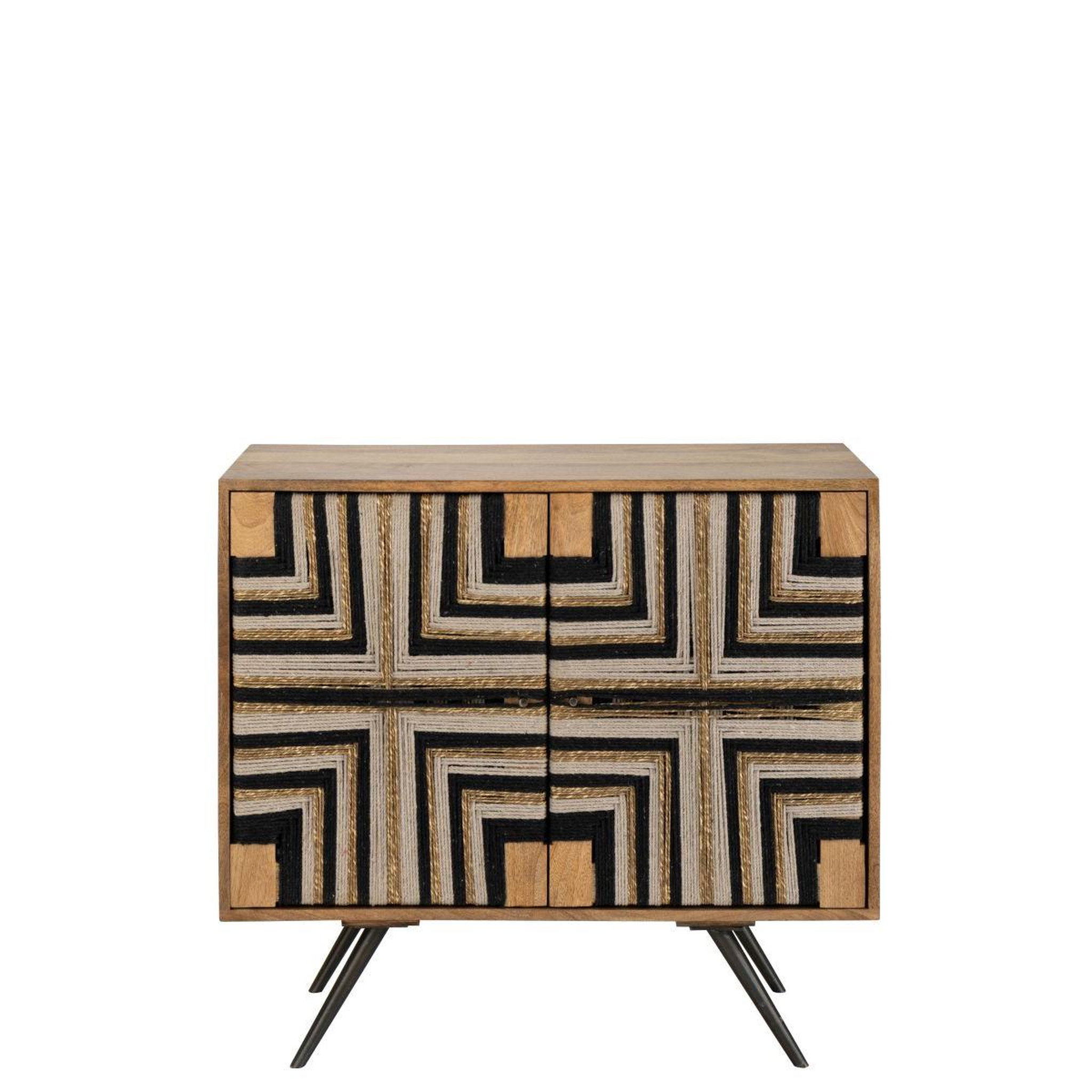 Voir la diapositive 2 : J-LINE Buffet 2 portes en bois  fils tissés  92cm multicolore