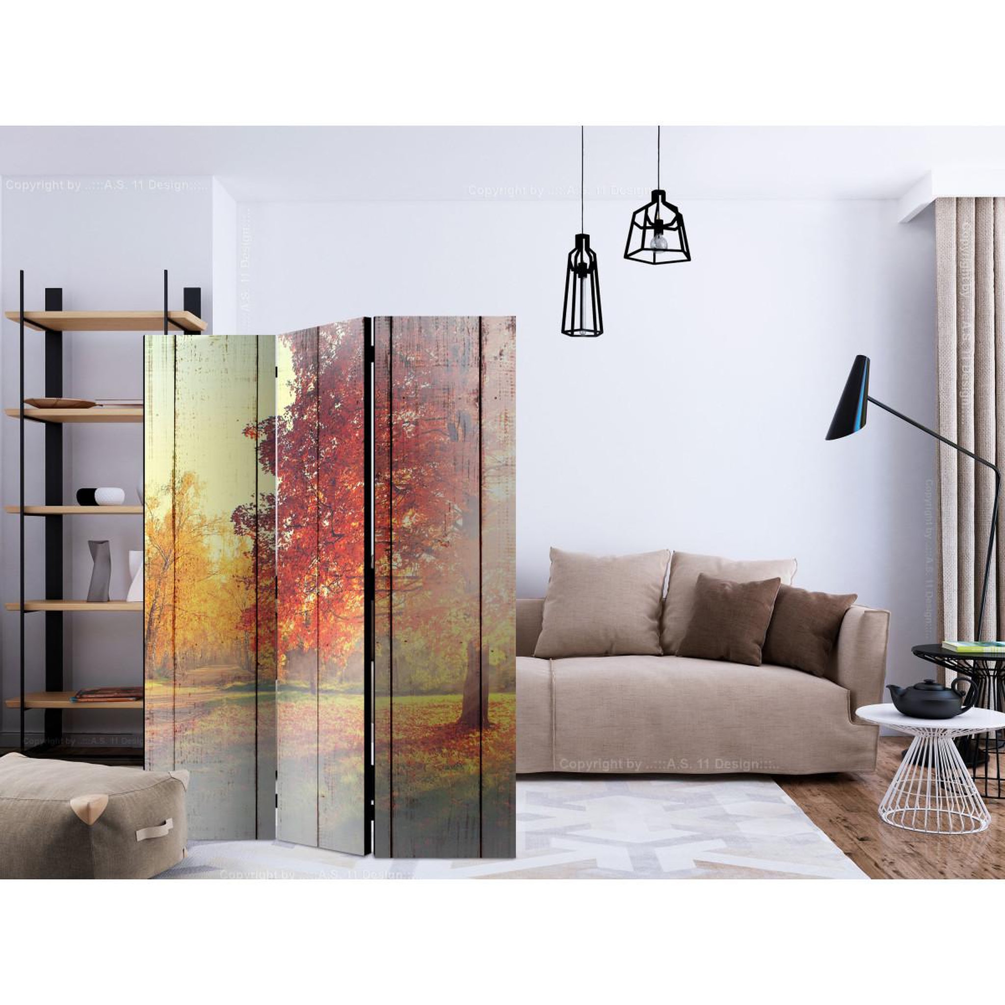 Voir la diapositive 2 : Paris Prix Paravent 3 volets  autumn sun  135x172cm