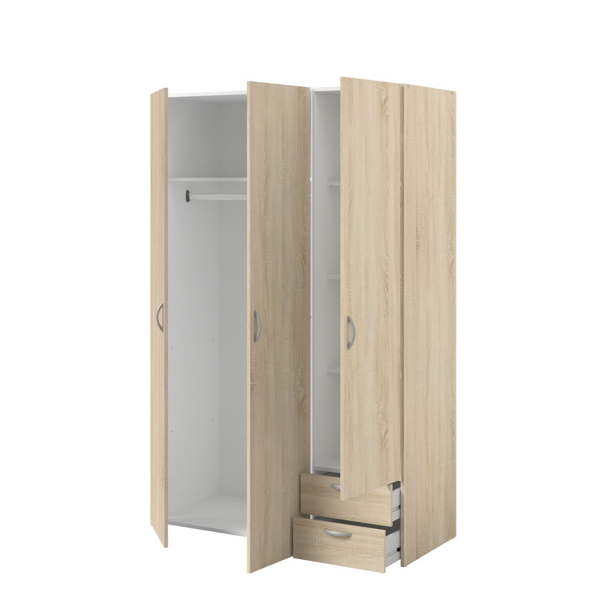 Armoire 3 portes 2 tiroirs L120cm DAISY