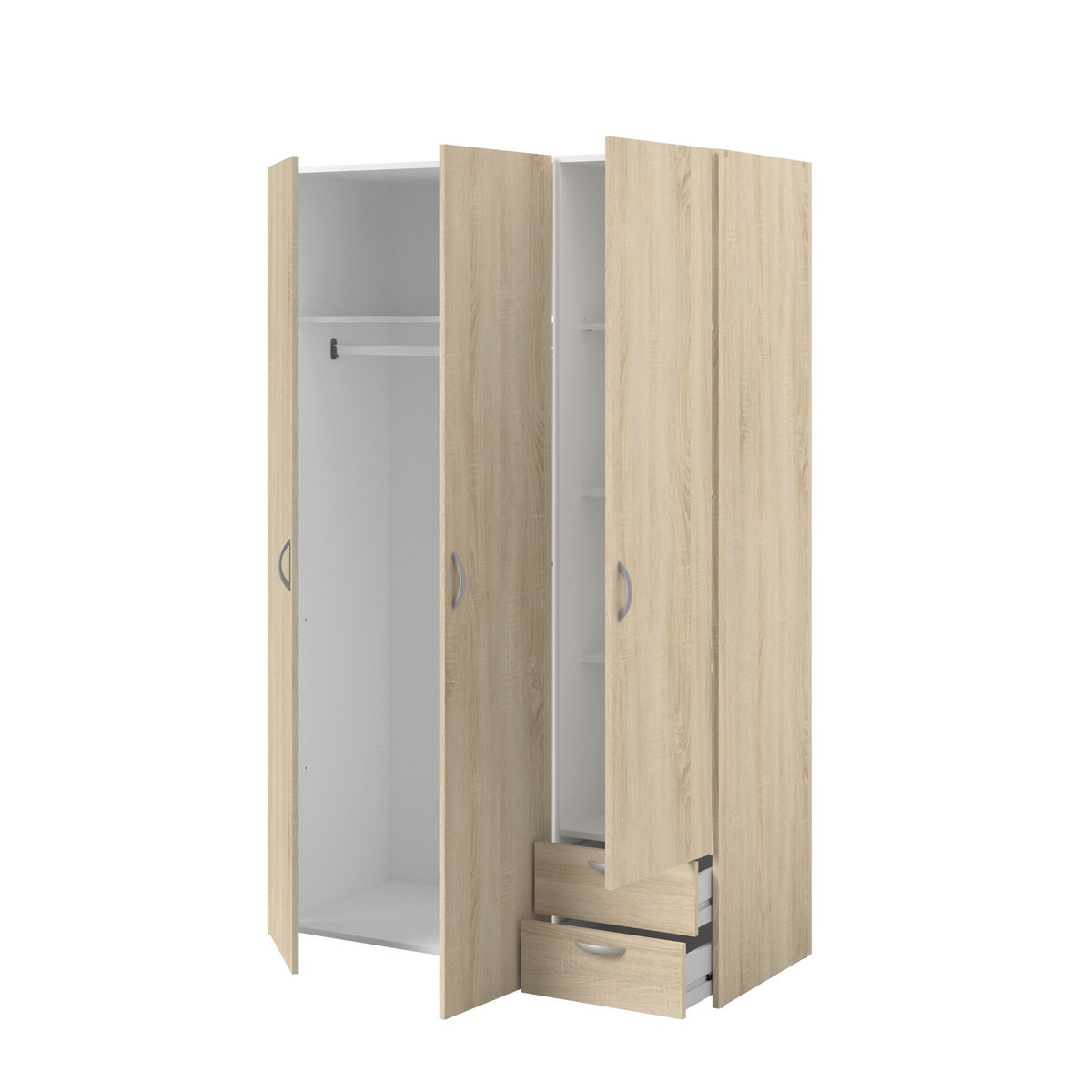 Armoire 3 portes 2 tiroirs L120cm DAISY