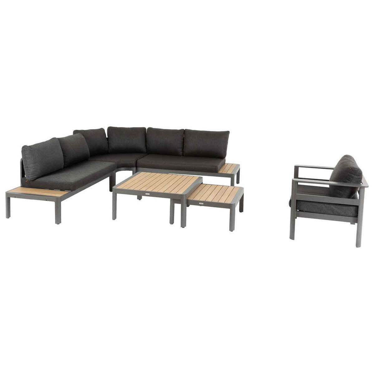 HESPERIDE Salon de jardin d'angle en aluminium Paradize graphite - 6 places - Hespéride