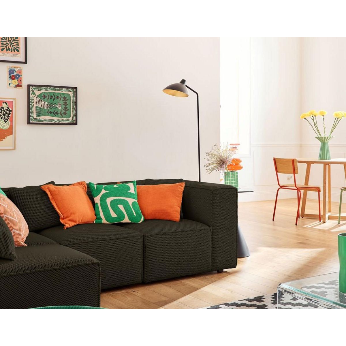 LISA DESIGN Arty - canapé modulable d'angle gauche 5 places - en tissu mailles 3d