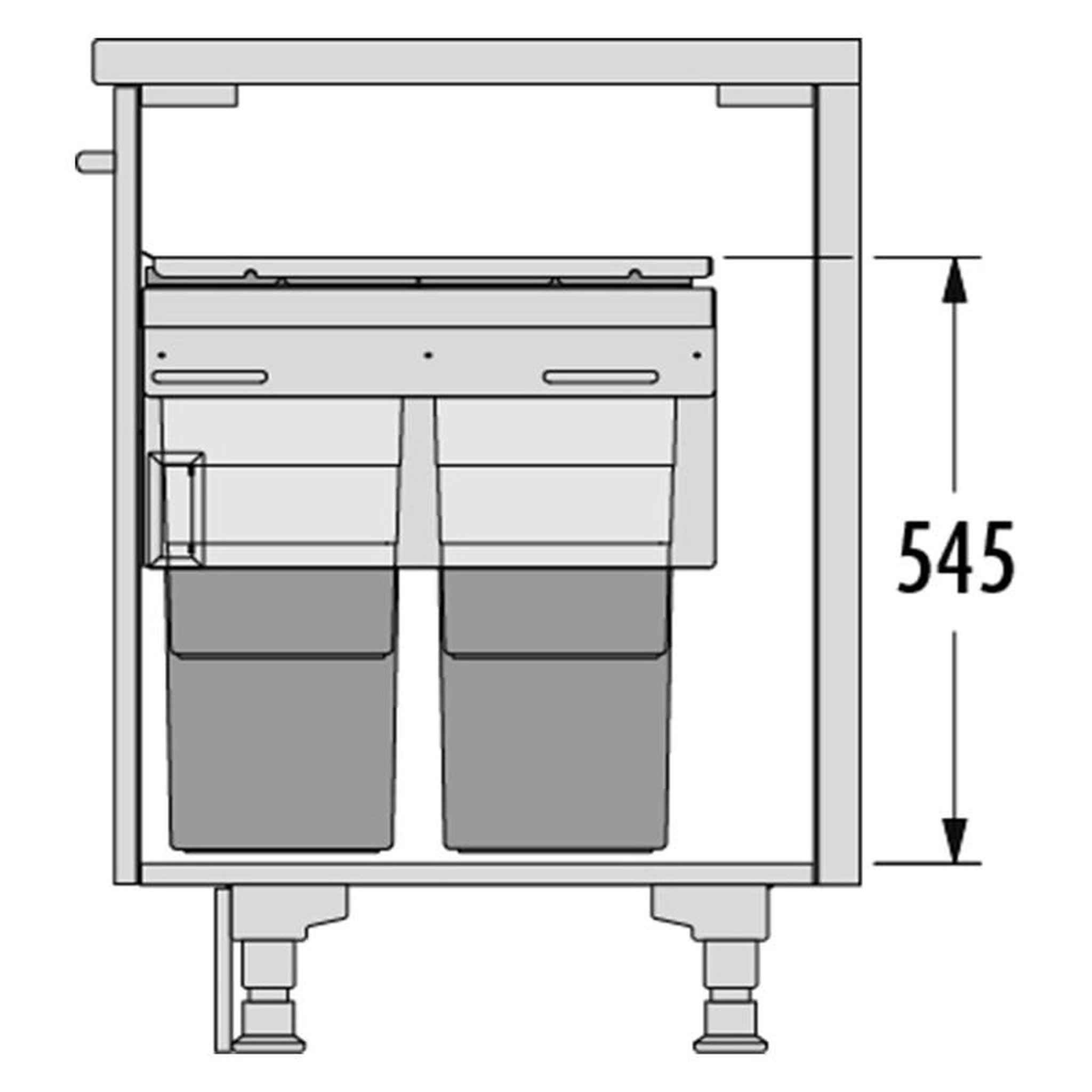 Voir la diapositive 3 : HAILO Poubelle de cuisine tri sélectif 2 bacs encastrable 70l (35+35) hailo as euro cargo 450 nt480