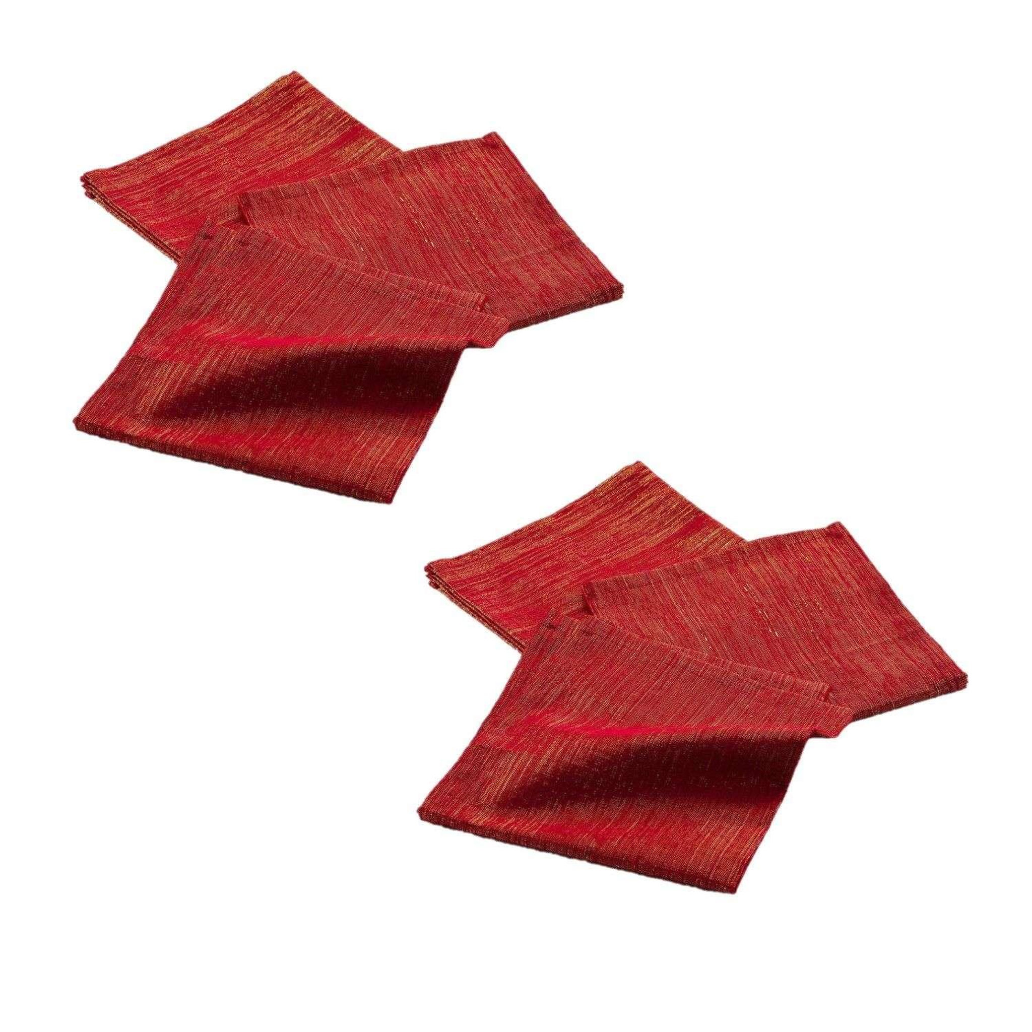 TOILINUX Lot de 6 serviettes fils métallisés l. 40 cm x l. 40 cm - rouge et or