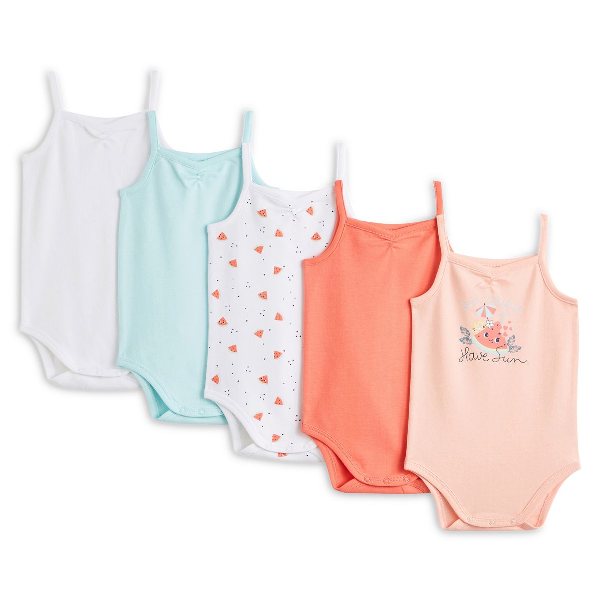 INEXTENSO Lot de 5 bodies à bretelles bébé fille