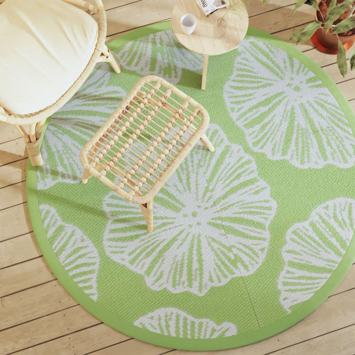 VIDAXL Tapis d'exterieur ARAKIL vert Ø160 cm PP