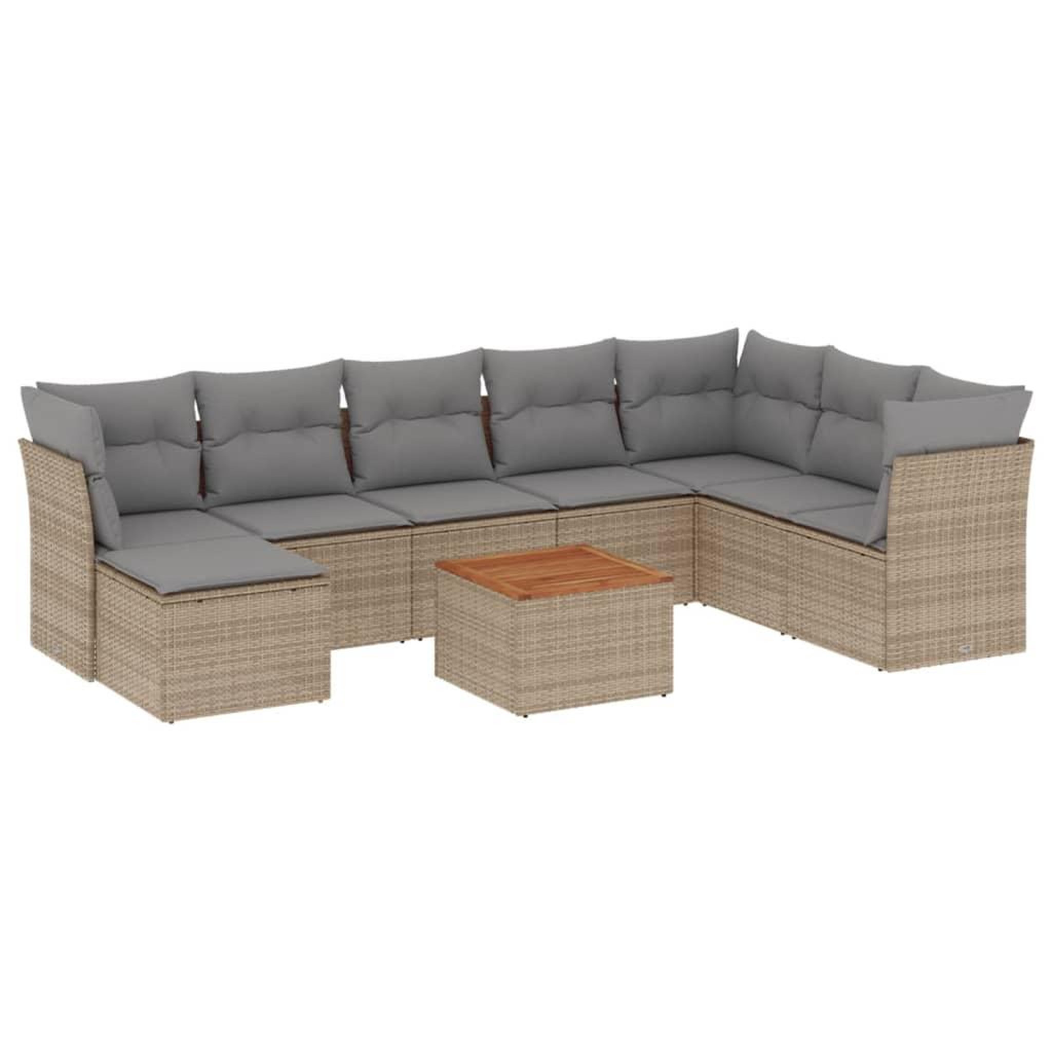 Voir la diapositive 2 : VIDAXL Salon de jardin avec coussins 9 pcs beige resine tressee