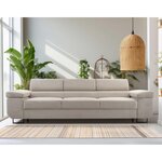 BEST MOBILIER Pablo - canapé 3 places - convertible avec têtières réglables - en velours côtelé. Coloris disponibles : Beige, Vert, Gris, Bleu, Orange, Noir