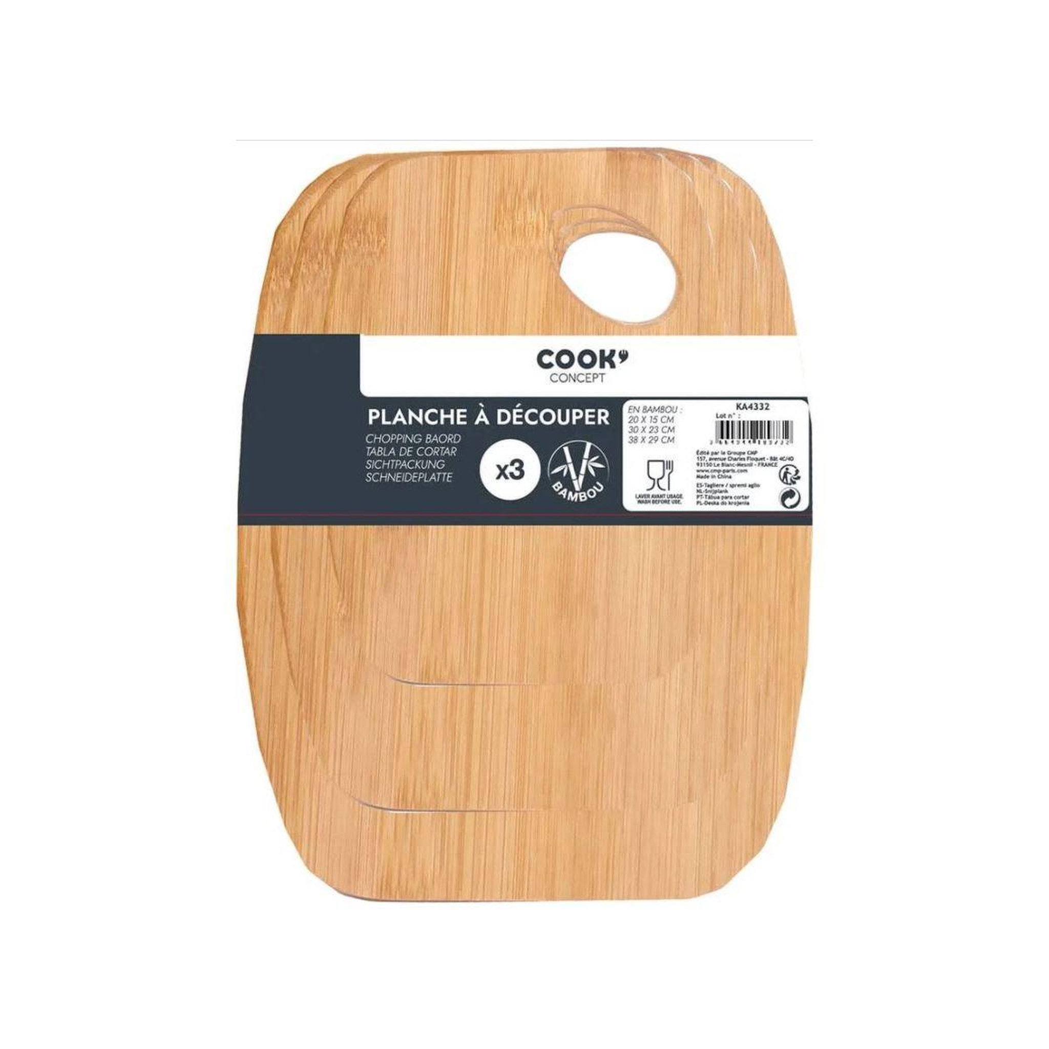 Voir la diapositive 2 : COOK CONCEPT Planche à découper a decouper en bambou x3