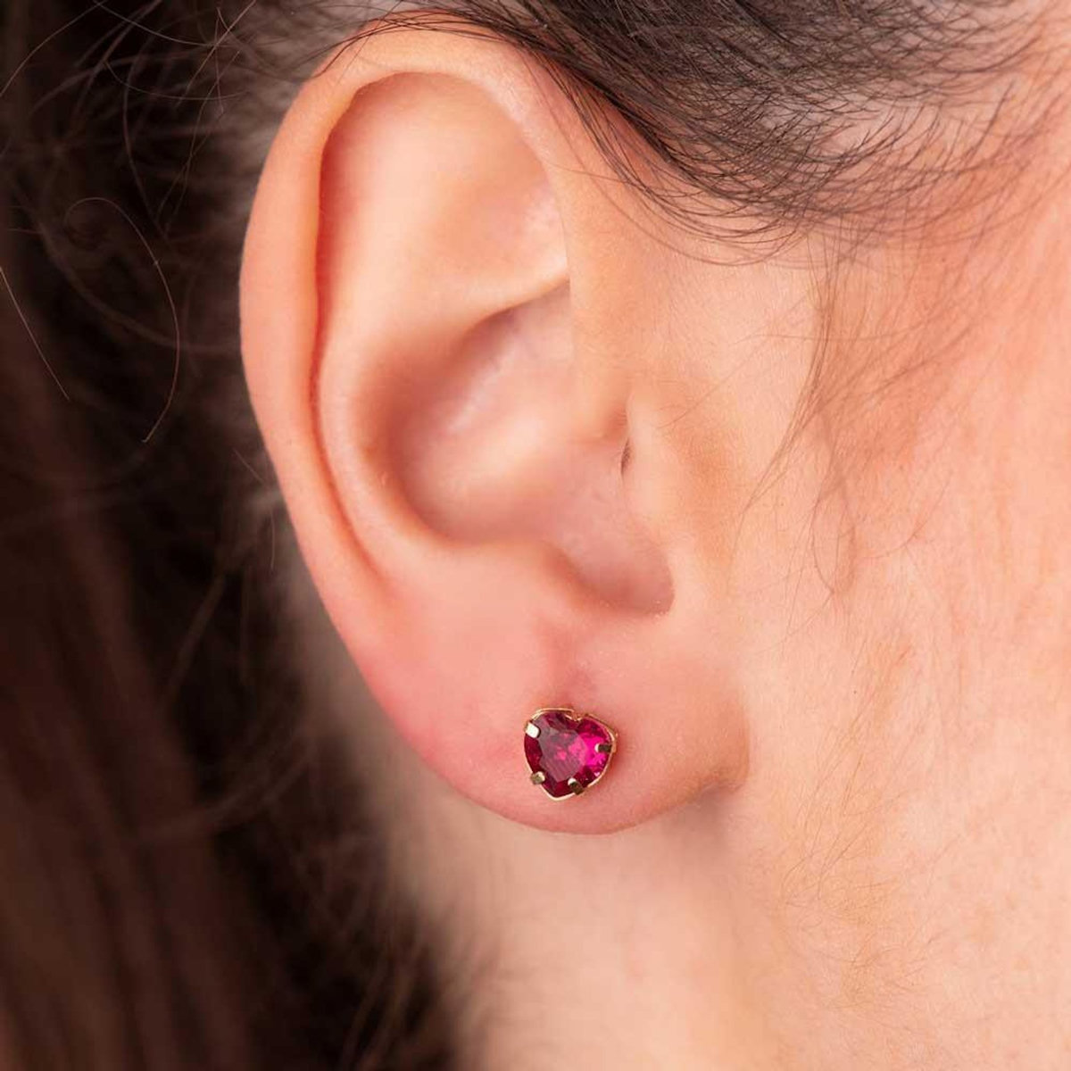 L'ATELIER D'AZUR Boucles d'Oreilles Or 18 Carats 750/000 - Zirconiums Rouge Rubis
