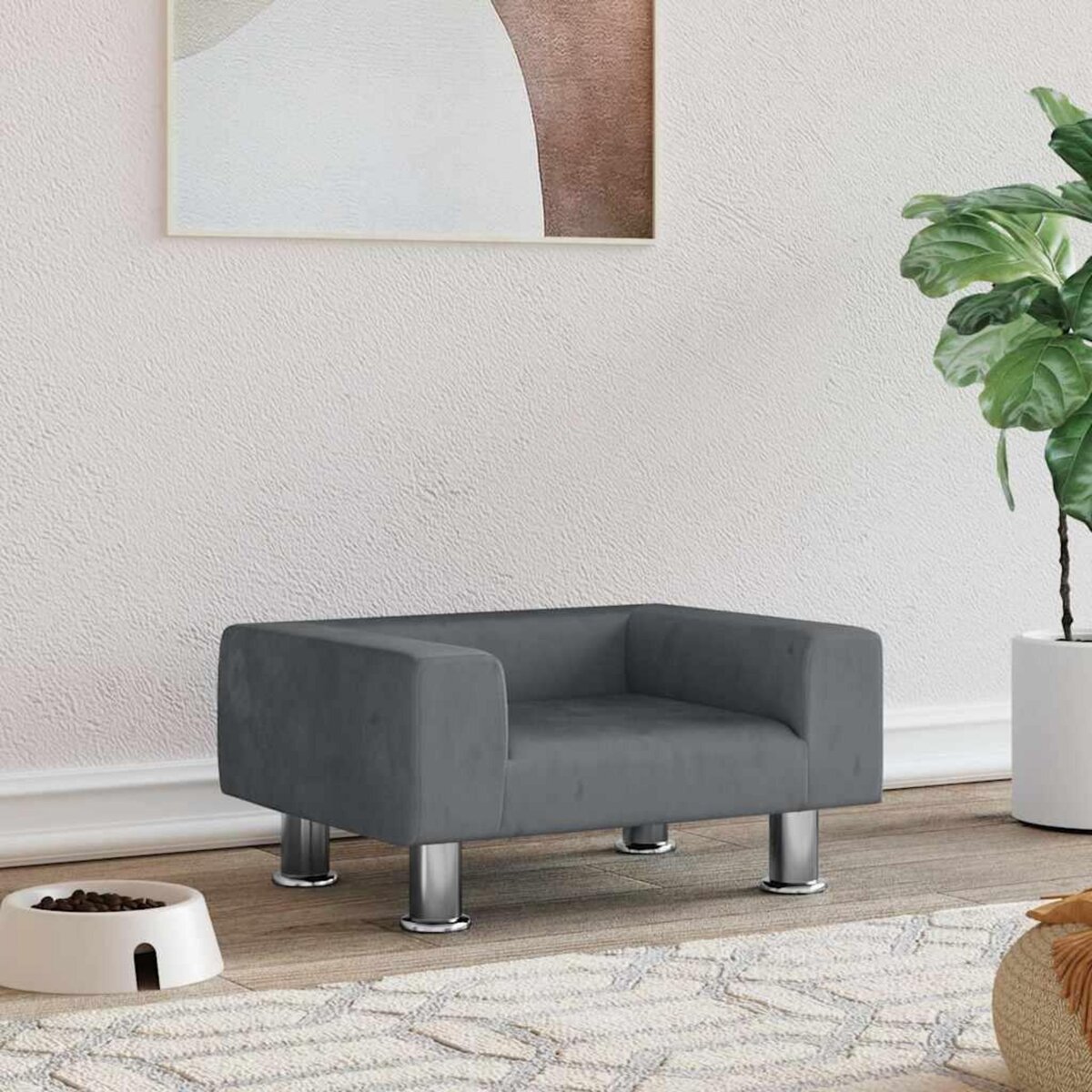 VIDAXL Lit pour chien gris fonce 50x40x26,5 cm velours