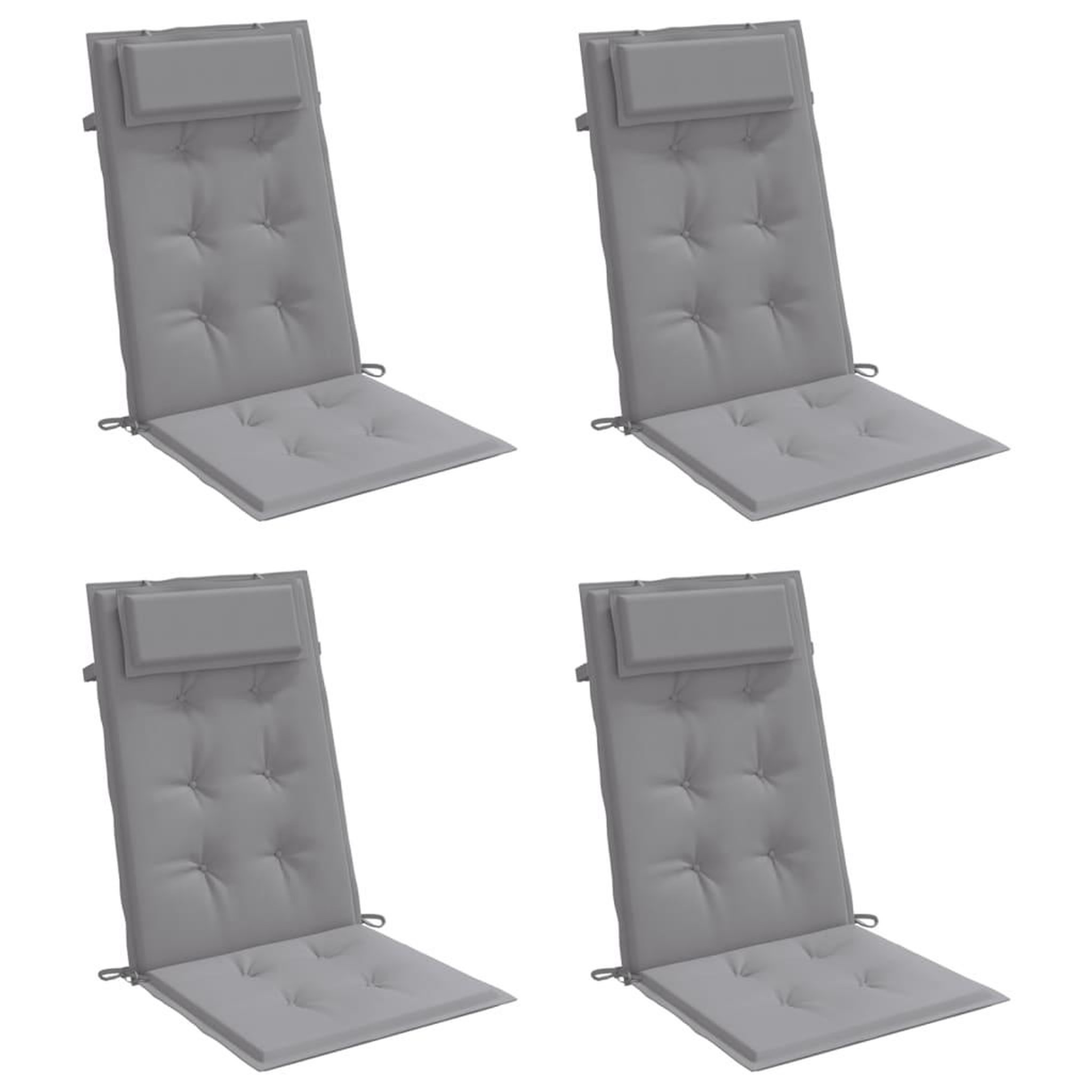 Voir la diapositive 3 : VIDAXL Coussins de chaise a dossier haut lot de 4 gris tissu oxford
