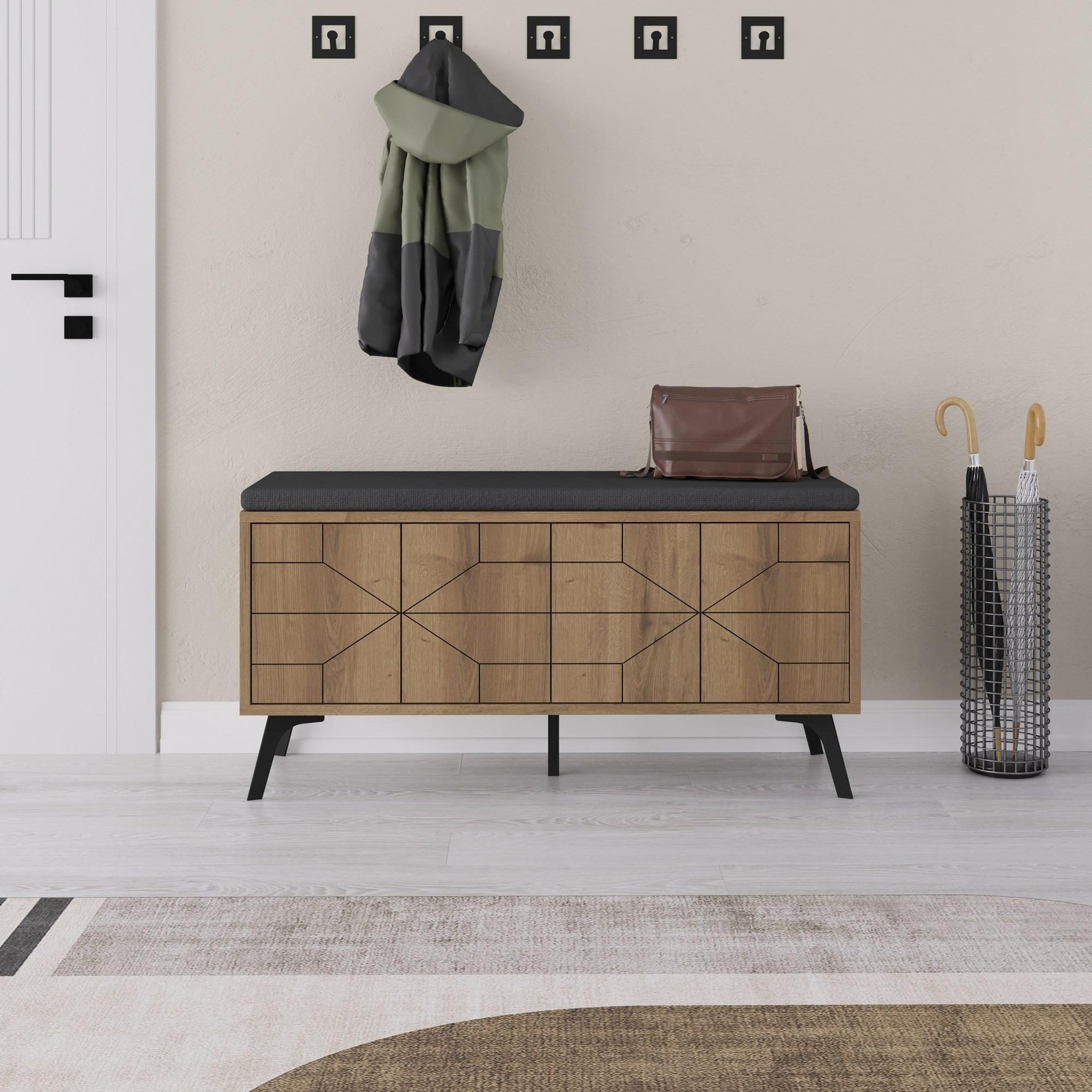 Voir la diapositive 2 : Habitat et Jardin Meuble à chaussures en bois  dune  - 107 x 35 x 55 cm - marron