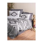 GENERIQUE Parure de lit - 129CTN64408 - 1 housse de couette 220 x 240 cm + 2 taies d'oreiller 60 x 60 cm - 100% coton ranforcé - Anthraci