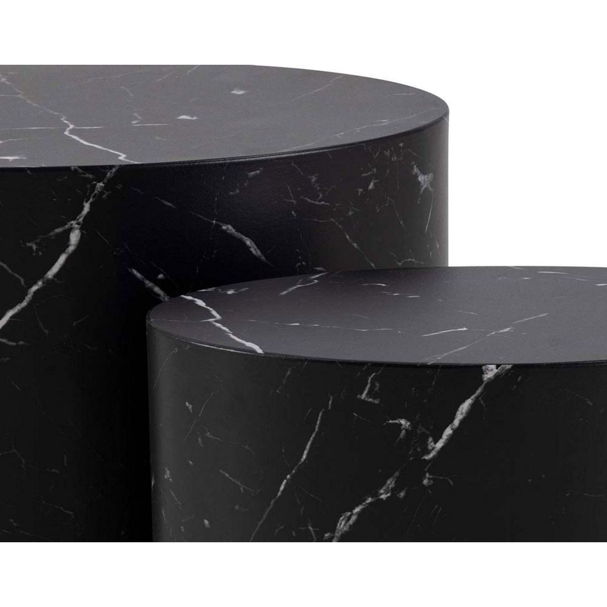 LISA DESIGN Aeryn - lot de 2 tables basses - effet marbre noir - 48 et 40 cm