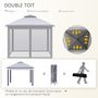 Voir la diapositive 4 : OUTSUNNY Tonnelle barnum de jardin pop-up pliant - dim. 3,30L x 3,30l x 2,88H m - hauteur réglable, double toit, sac transport - métal époxy, oxford, moustiquaires - gris