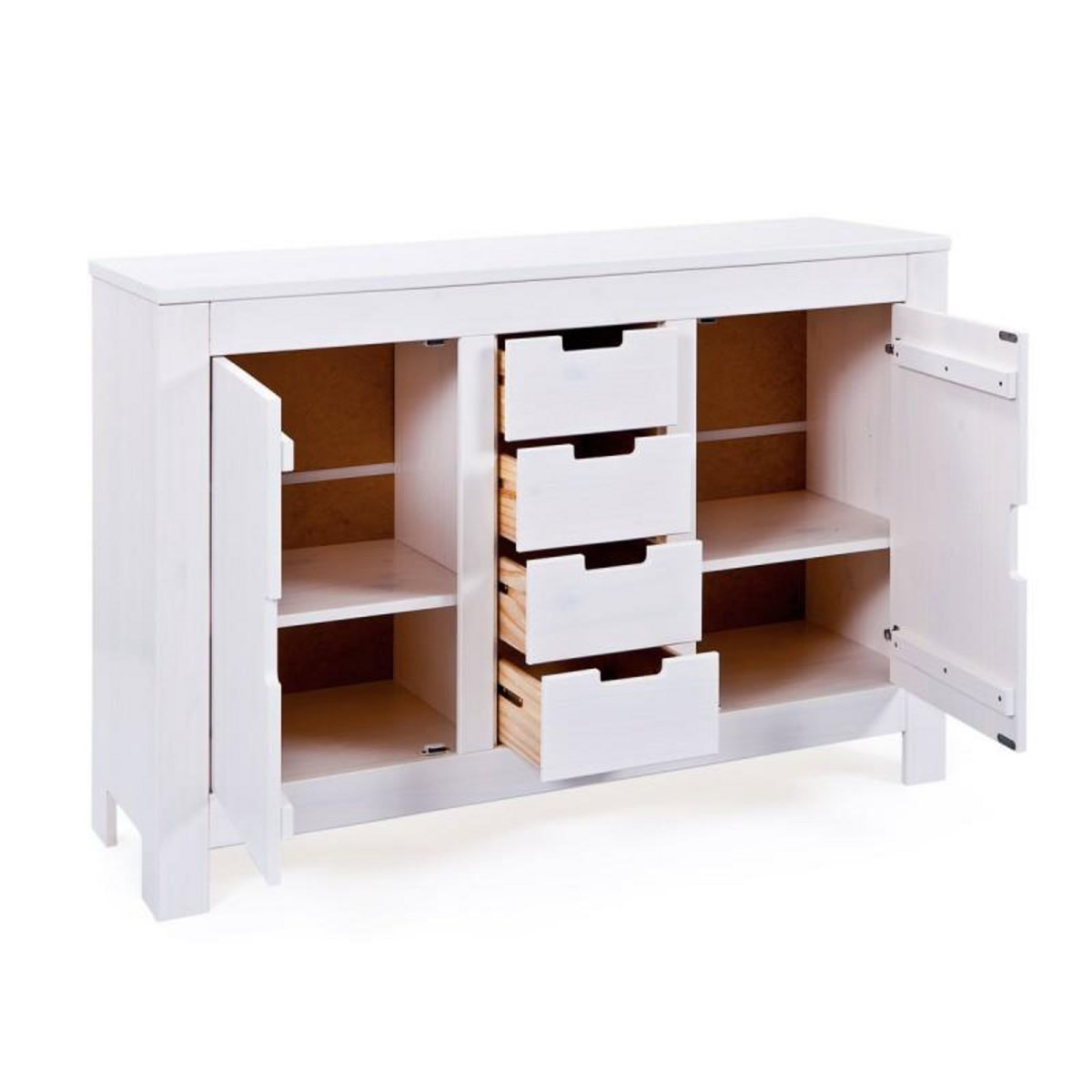 Paris Prix Commode 4 Tiroirs en Bois  Home  139cm Blanc