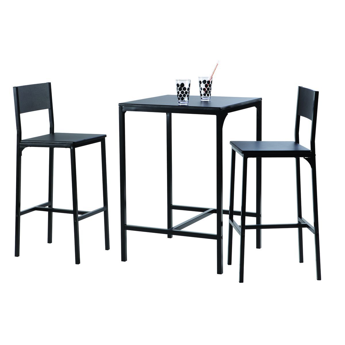 Set 1 table carrée + 2 chaises hautes L60 x P 60 x H87 cm BOOM