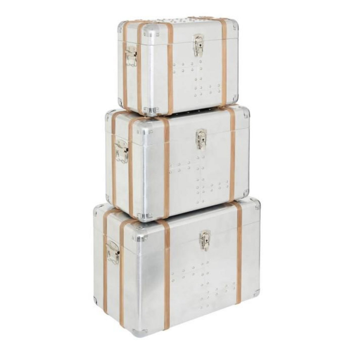 ATMOSPHERA Lot de 3 Malles de Rangement  Sky  54cm Argent