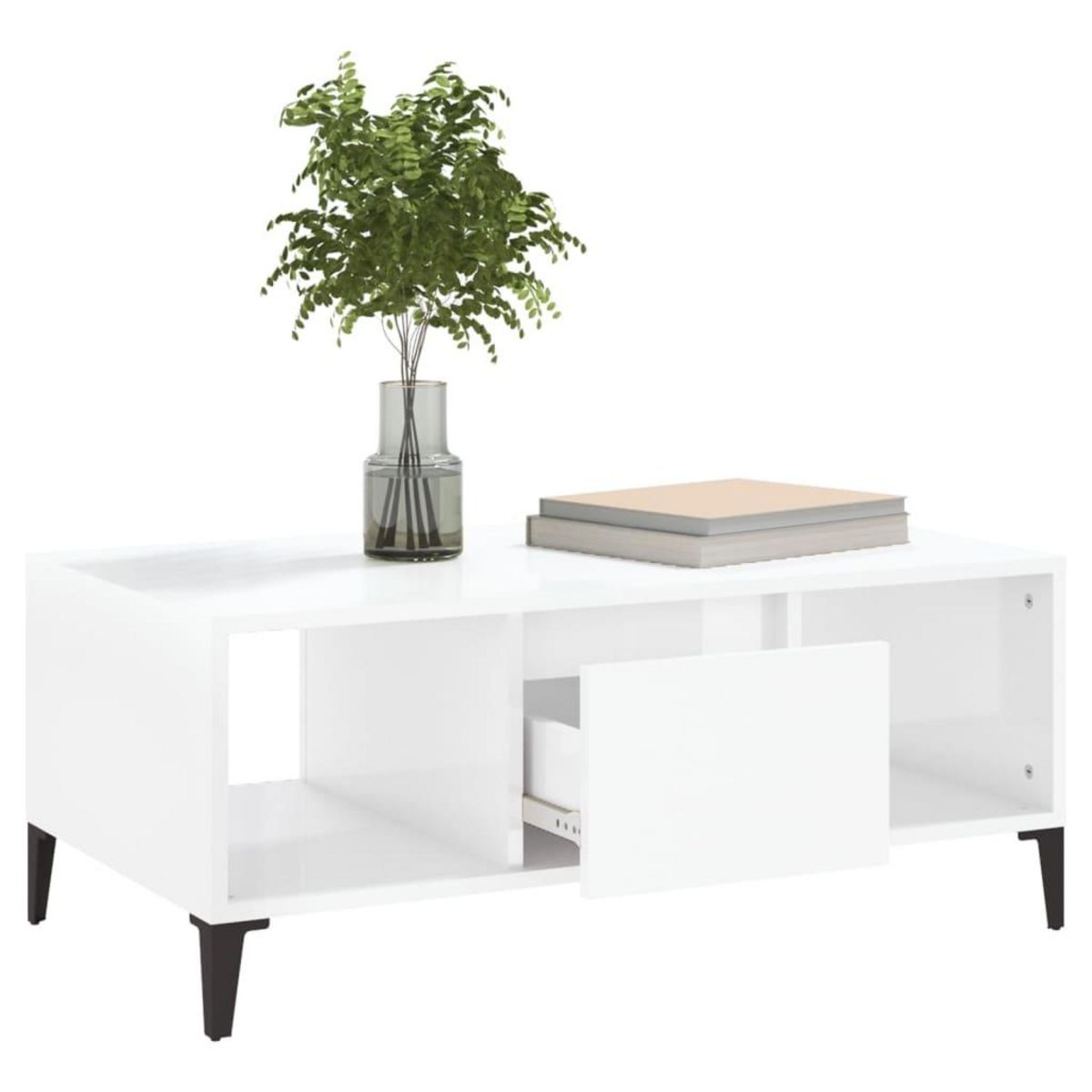 VIDAXL Table basse Blanc brillant 90x50x36,5 cm Bois d'ingenierie