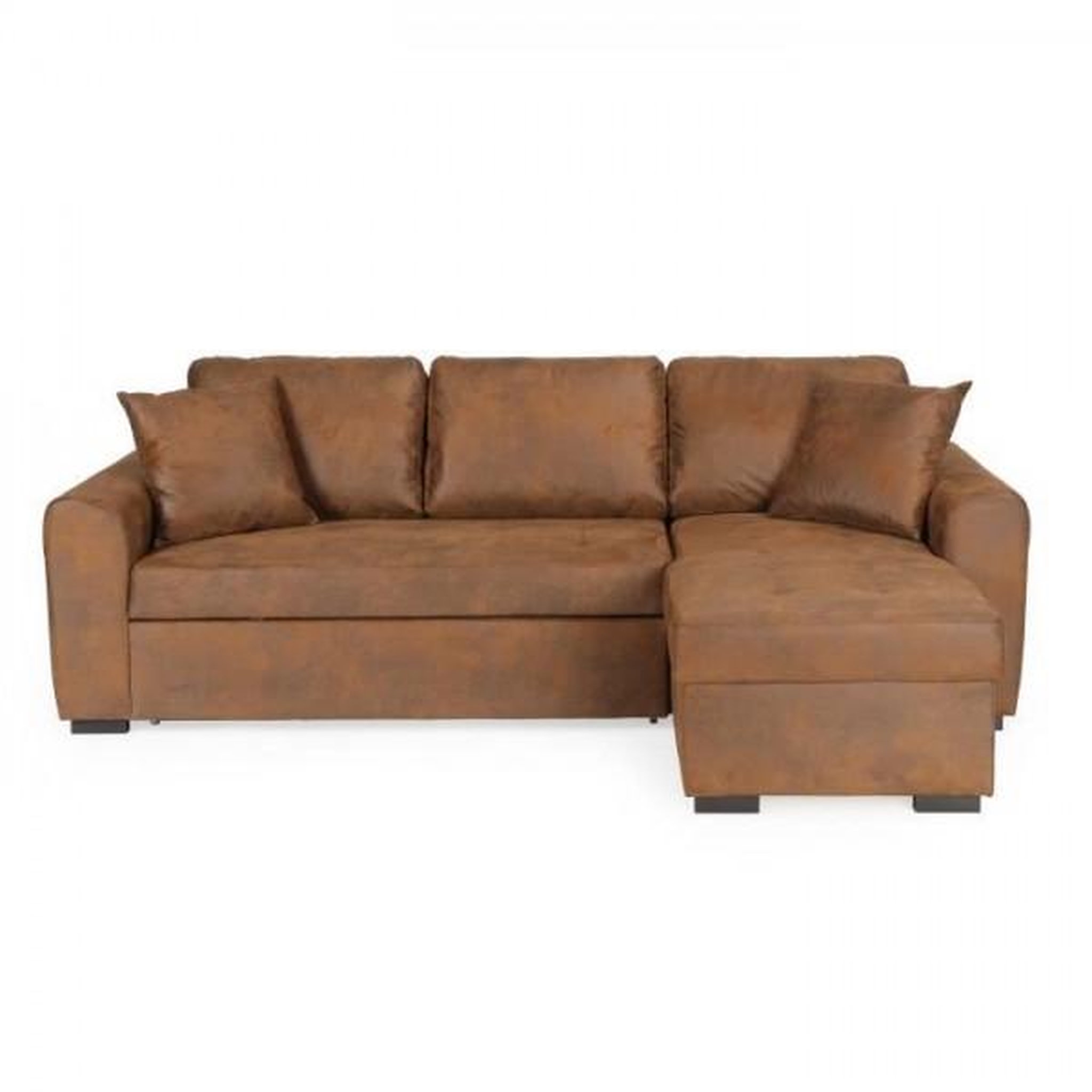MARKET24 Canapé d'angle convertible réversible 4 places - Tissu Marron vintage - L 244 x P 151 x H 90 -HAMILTON -Fabriqué en Ukraine