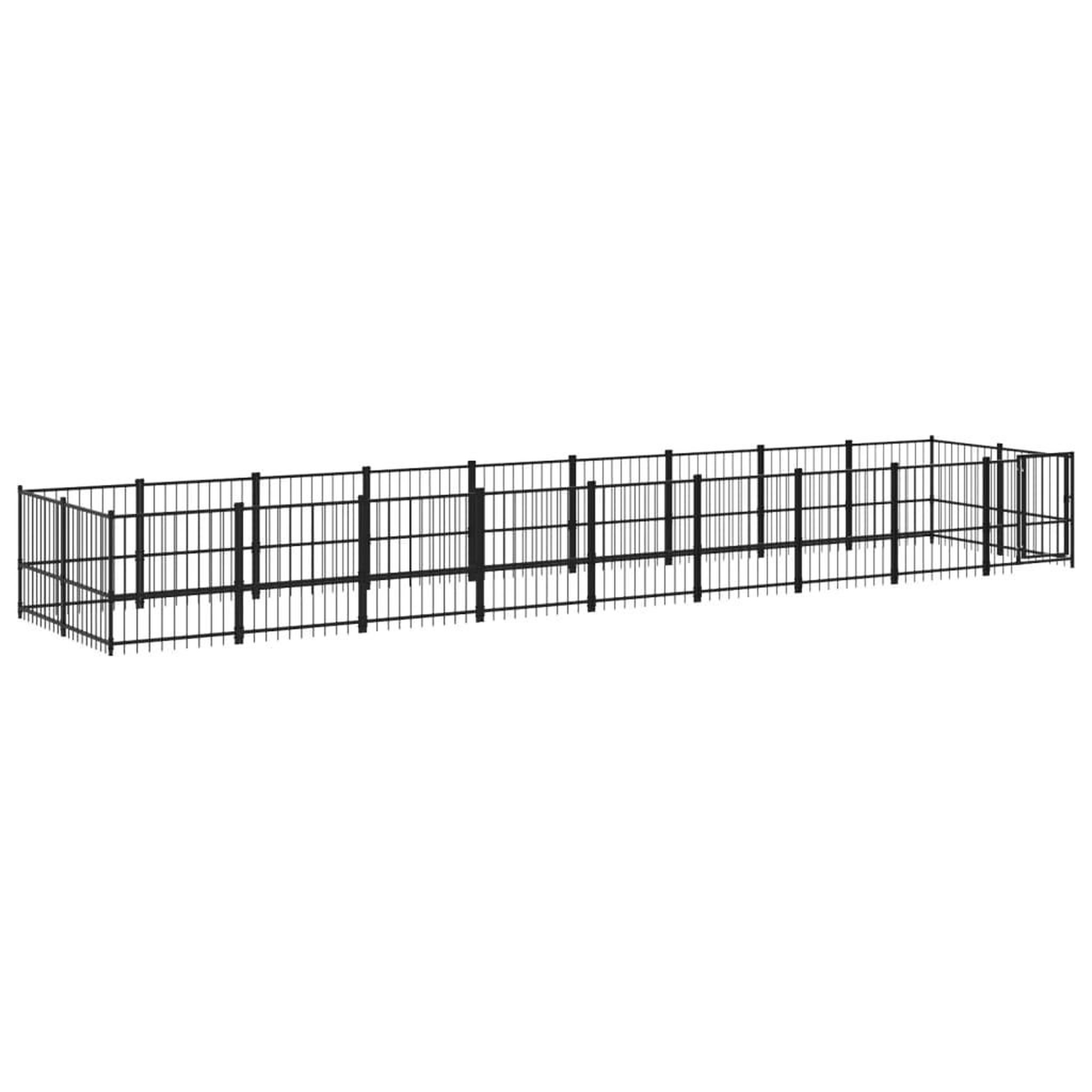 Voir la diapositive 2 : VIDAXL Chenil d'exterieur pour chiens Acier 16,89 m²